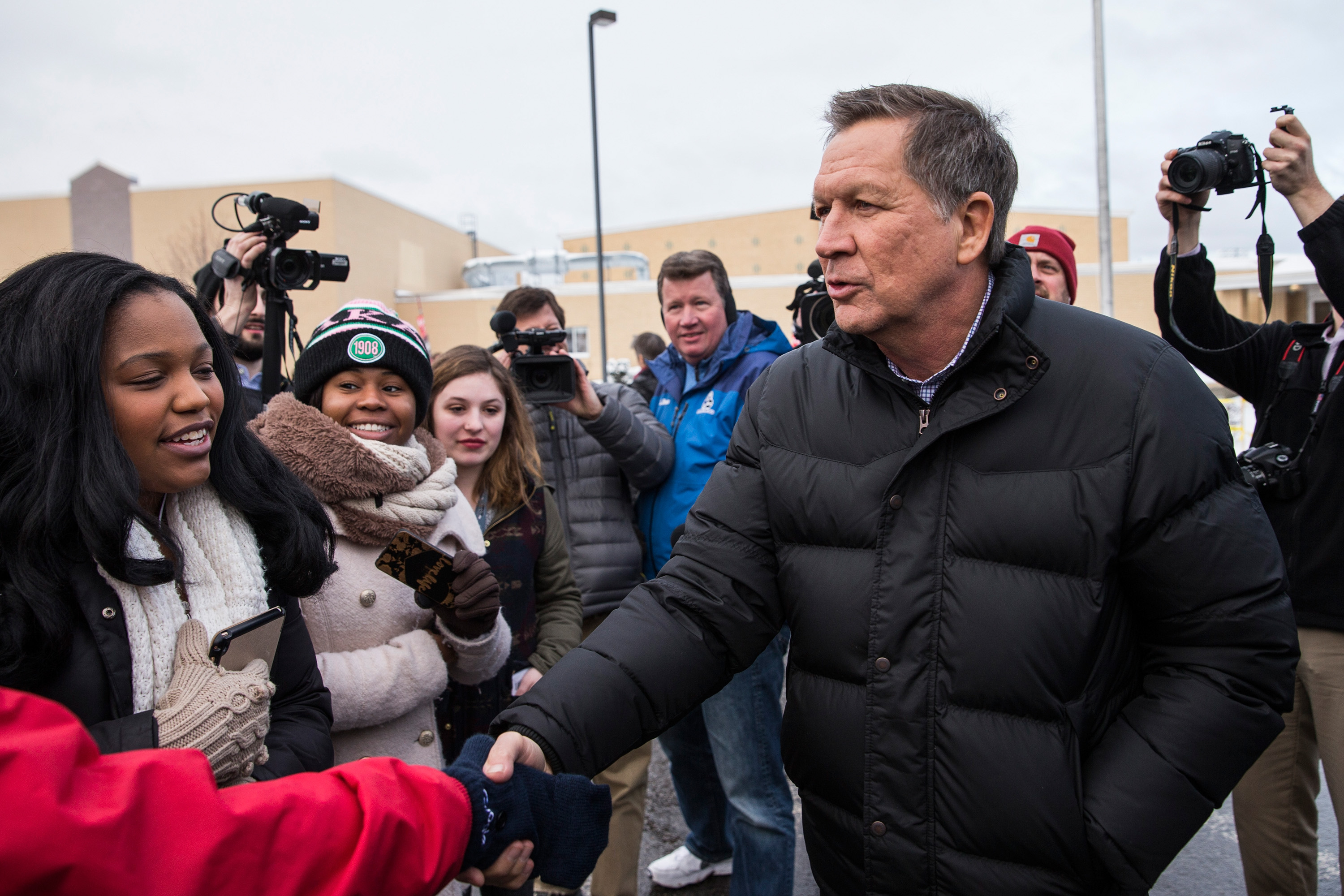 John Kasich Campaigns In New Hampshire On Primary Day