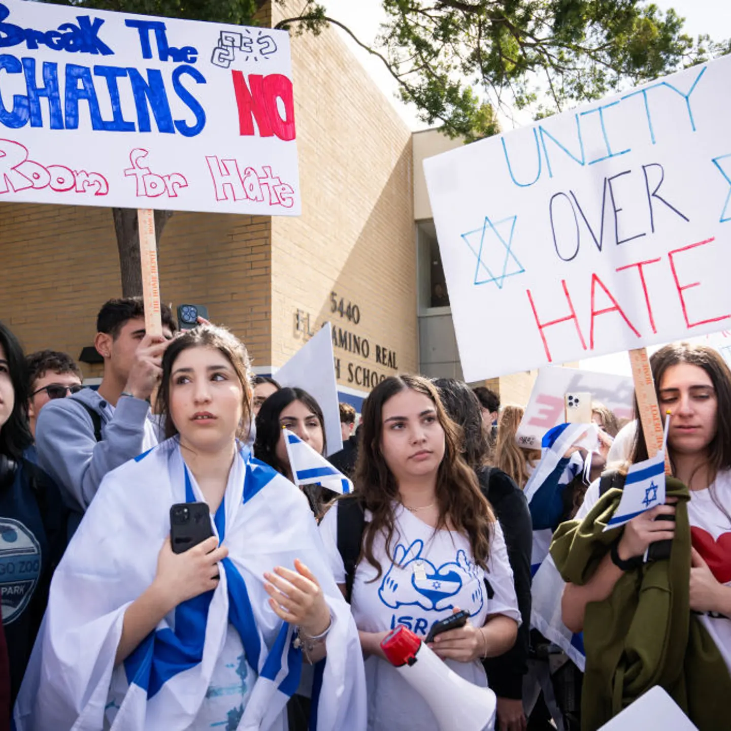 Jewish Students Walkout To Protest Antisemitic Incidents At Their Los Angeles High School