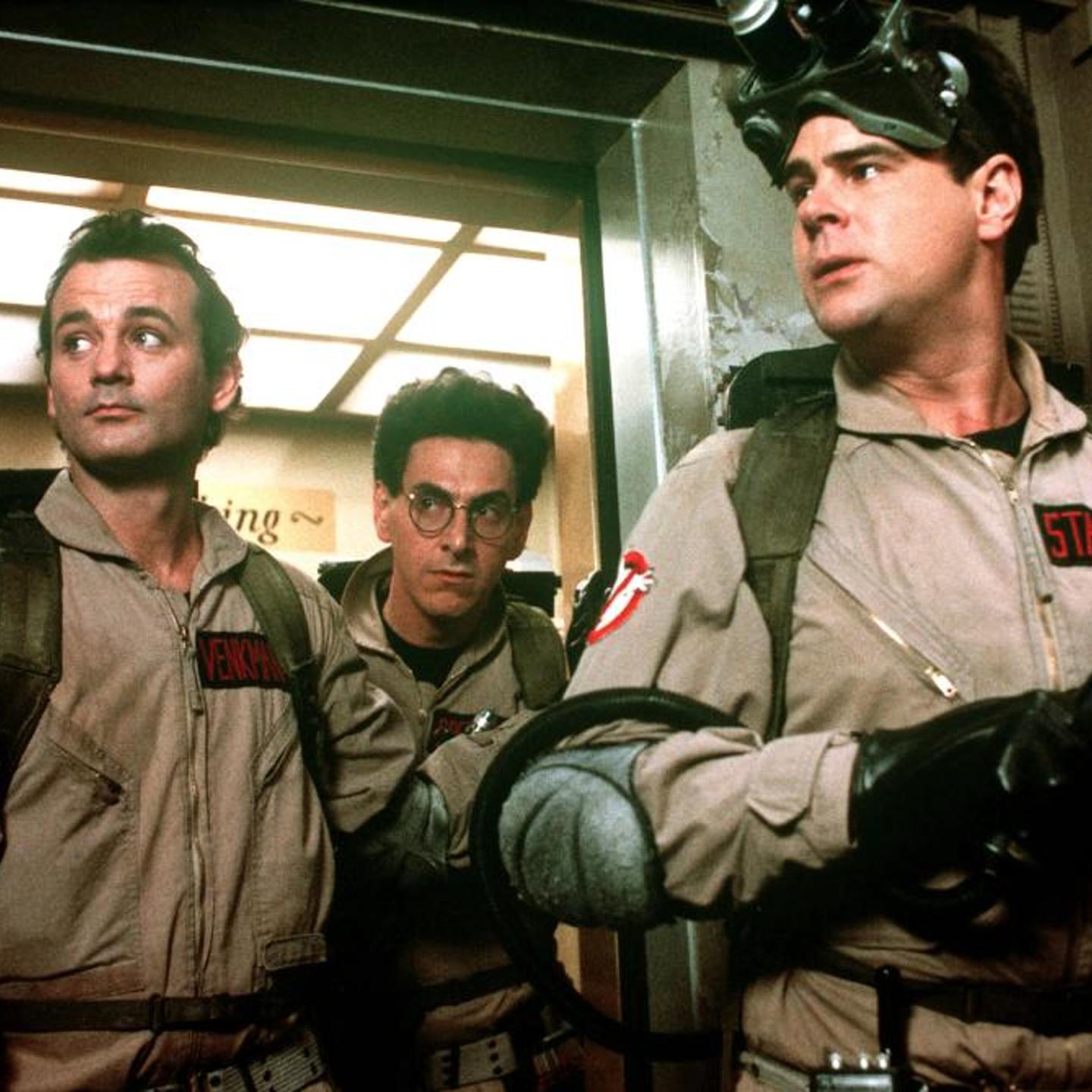 Bill Murray, Harold Ramis, Dan Aykroyd as Ghostbusters in 1984.