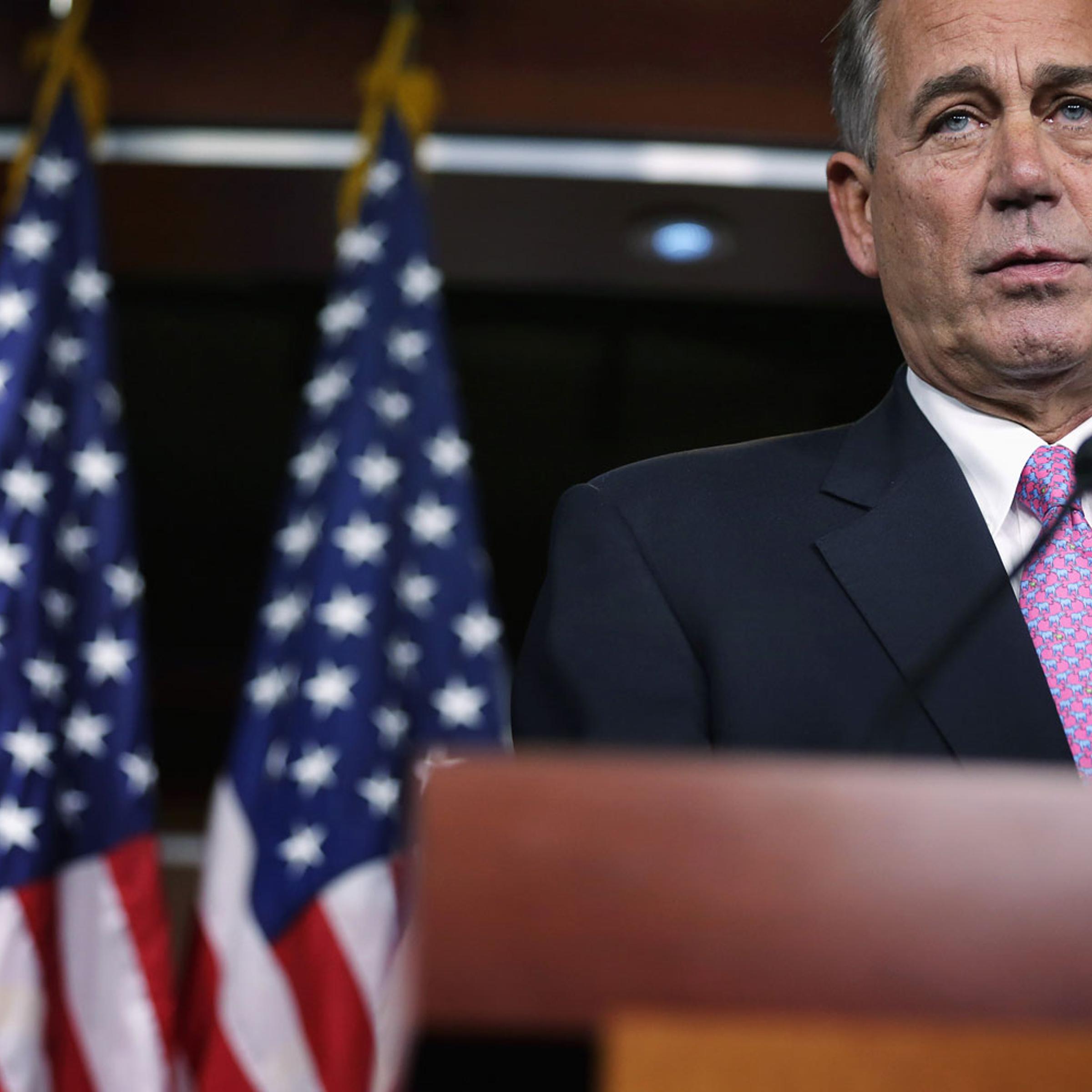 John Boehner Holds Media Briefing At The Capitol