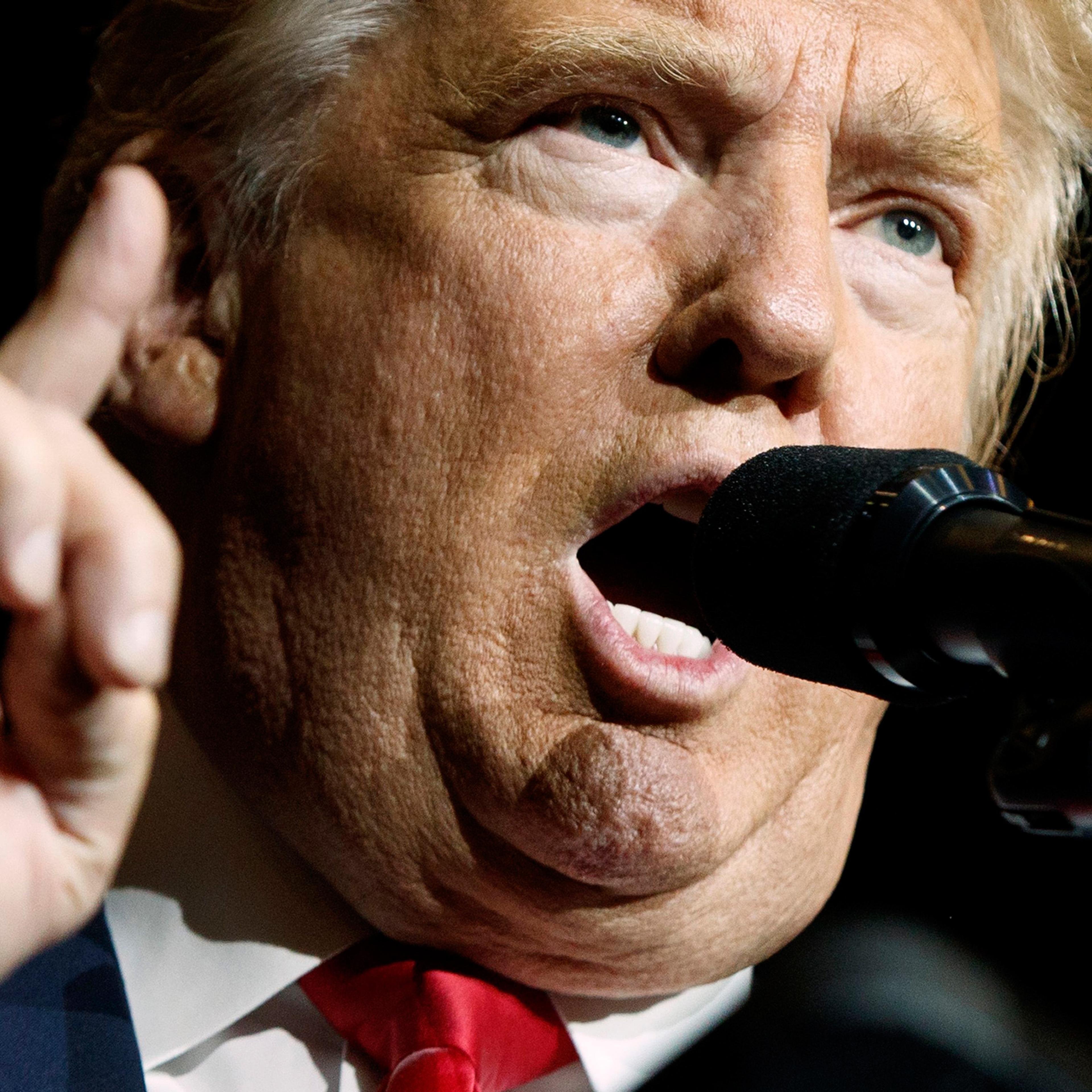 Republican presidential candidate Donald Trump speaks during a campaign rally at the South Florida Fairgrounds and Convention Center, Thursday, Oct. 13, 2016, in West Palm Beach, Fla. (AP Photo/ Evan Vucci)