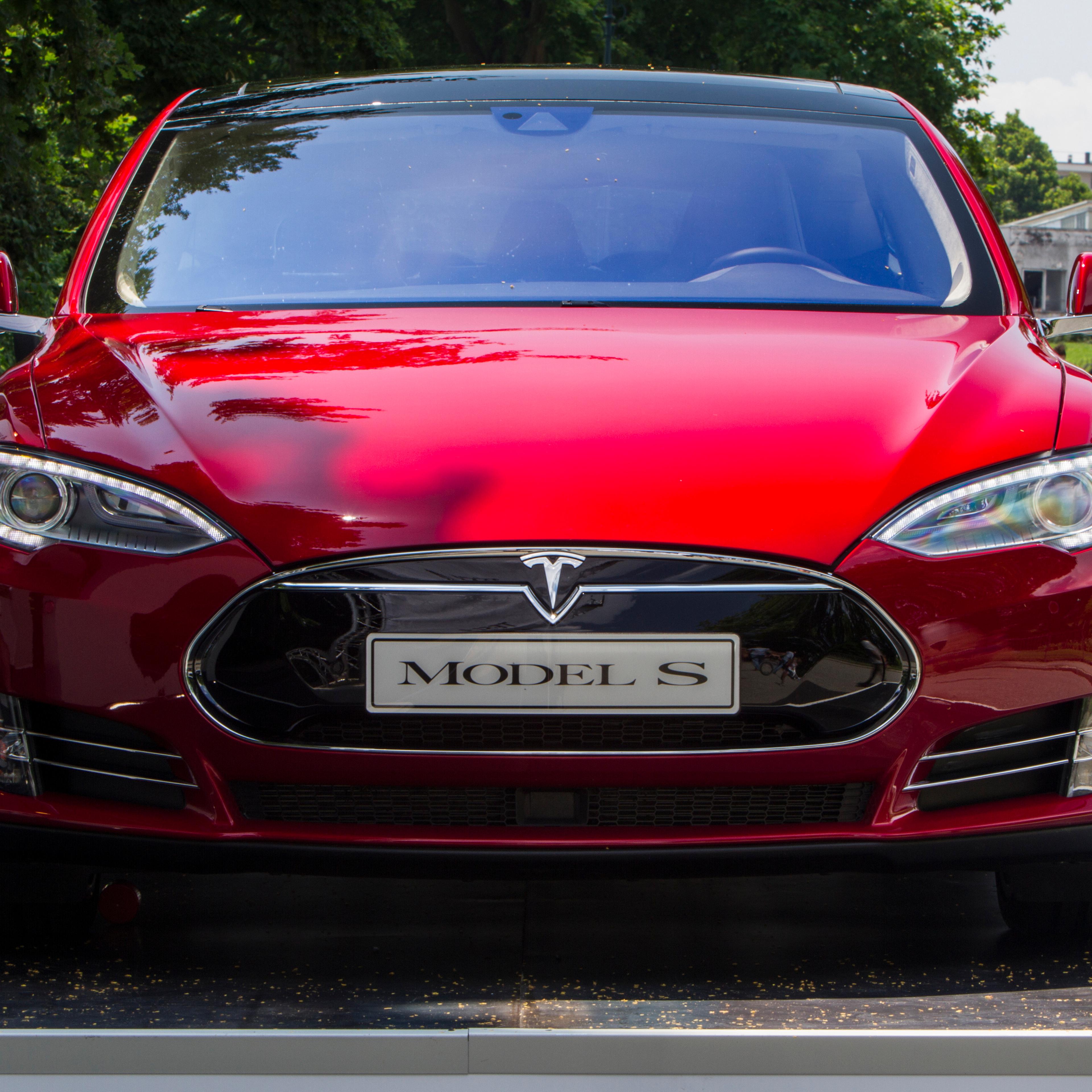 Front view of Tesla Model S. Parco Valentino car show hosted