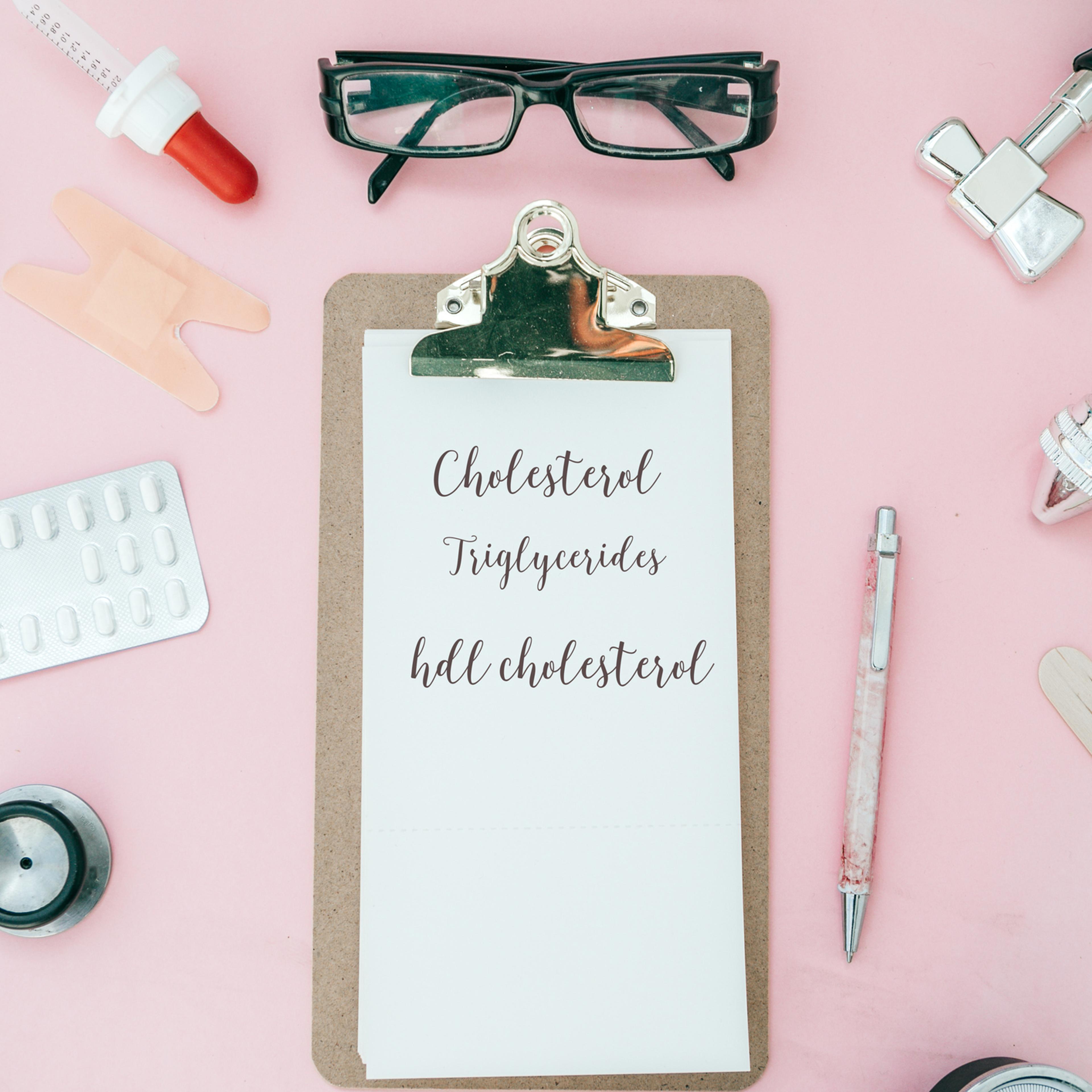medical notebook with cholesterol