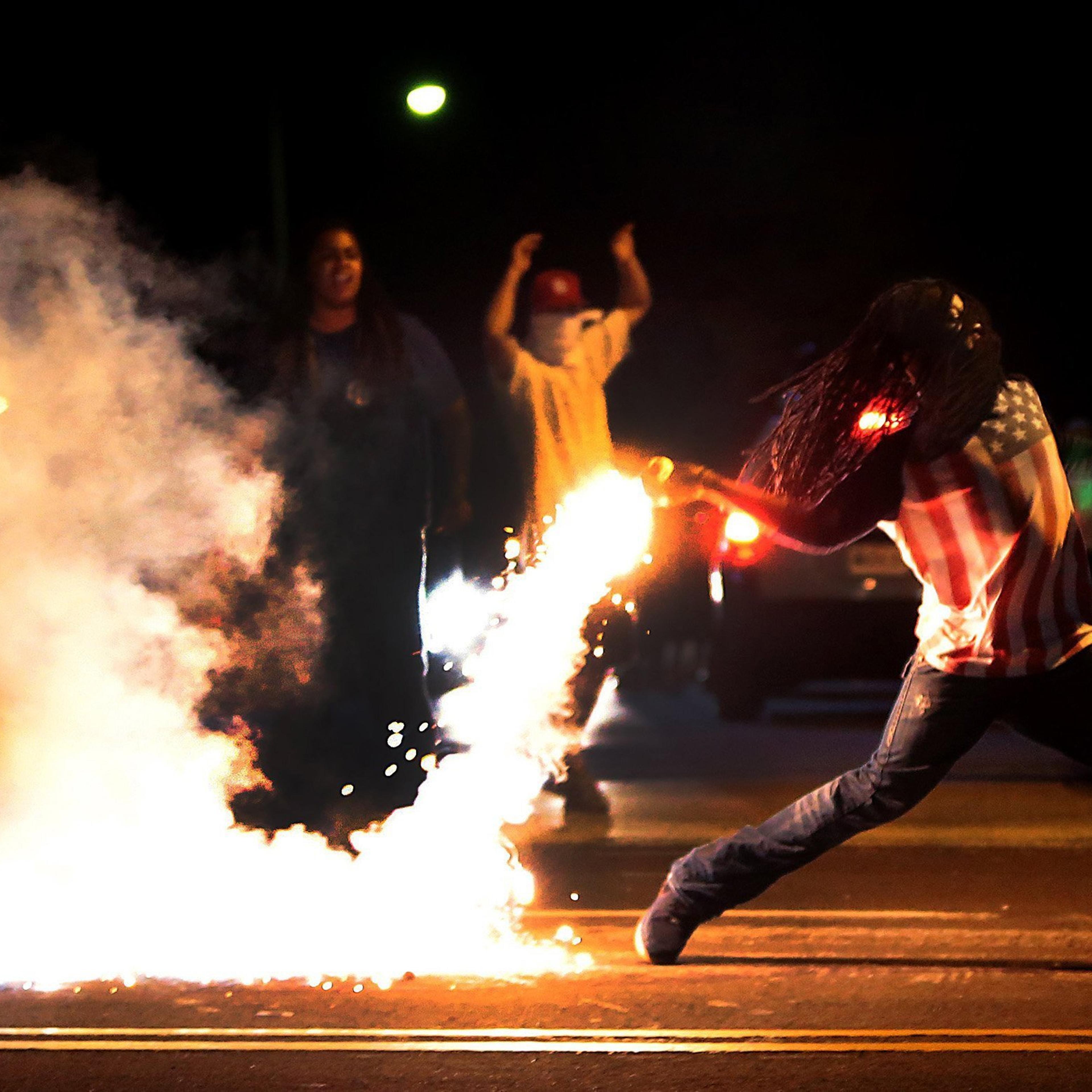 TEAR GAS SHOT AT PROTESTORS