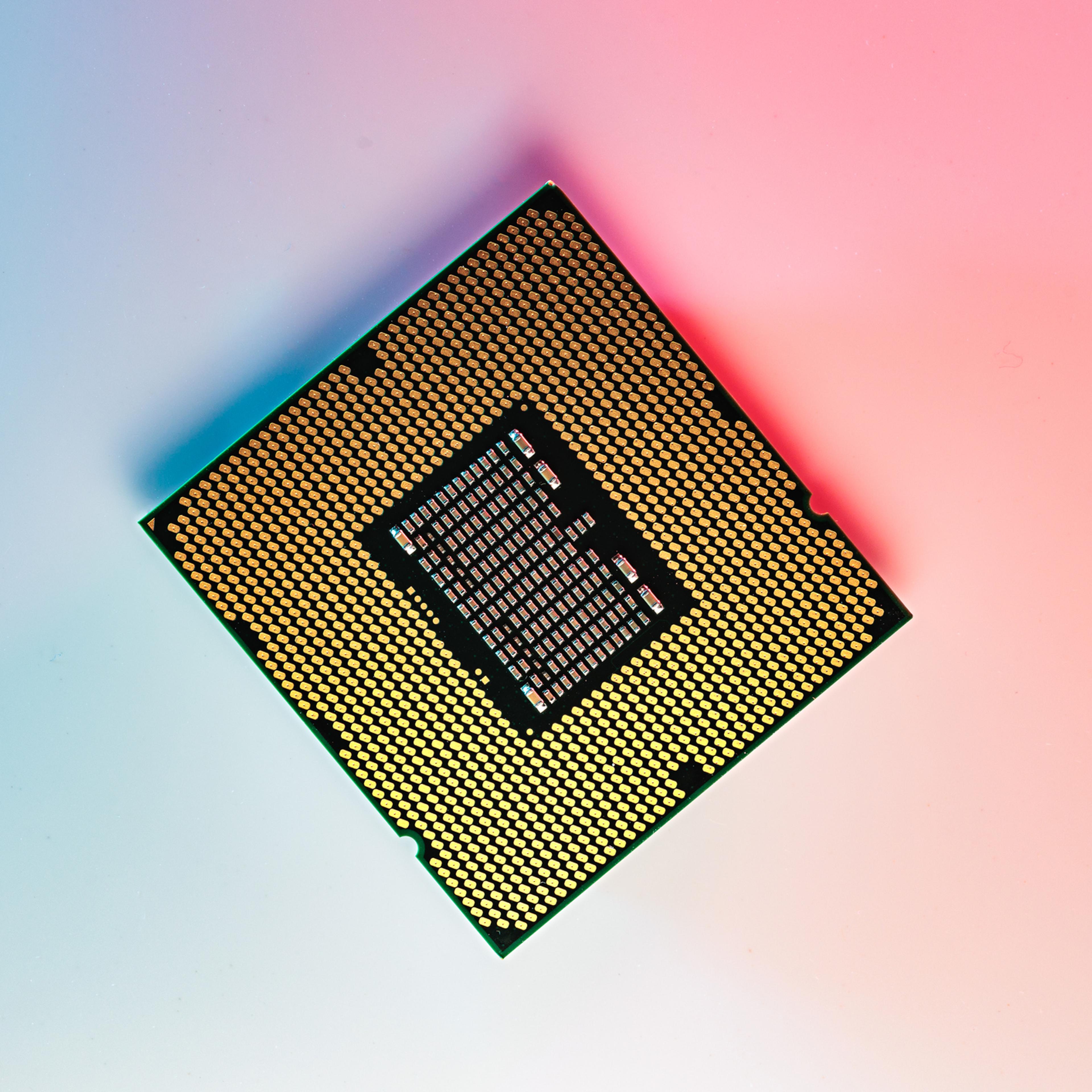 Computer processor CPU with colored light.