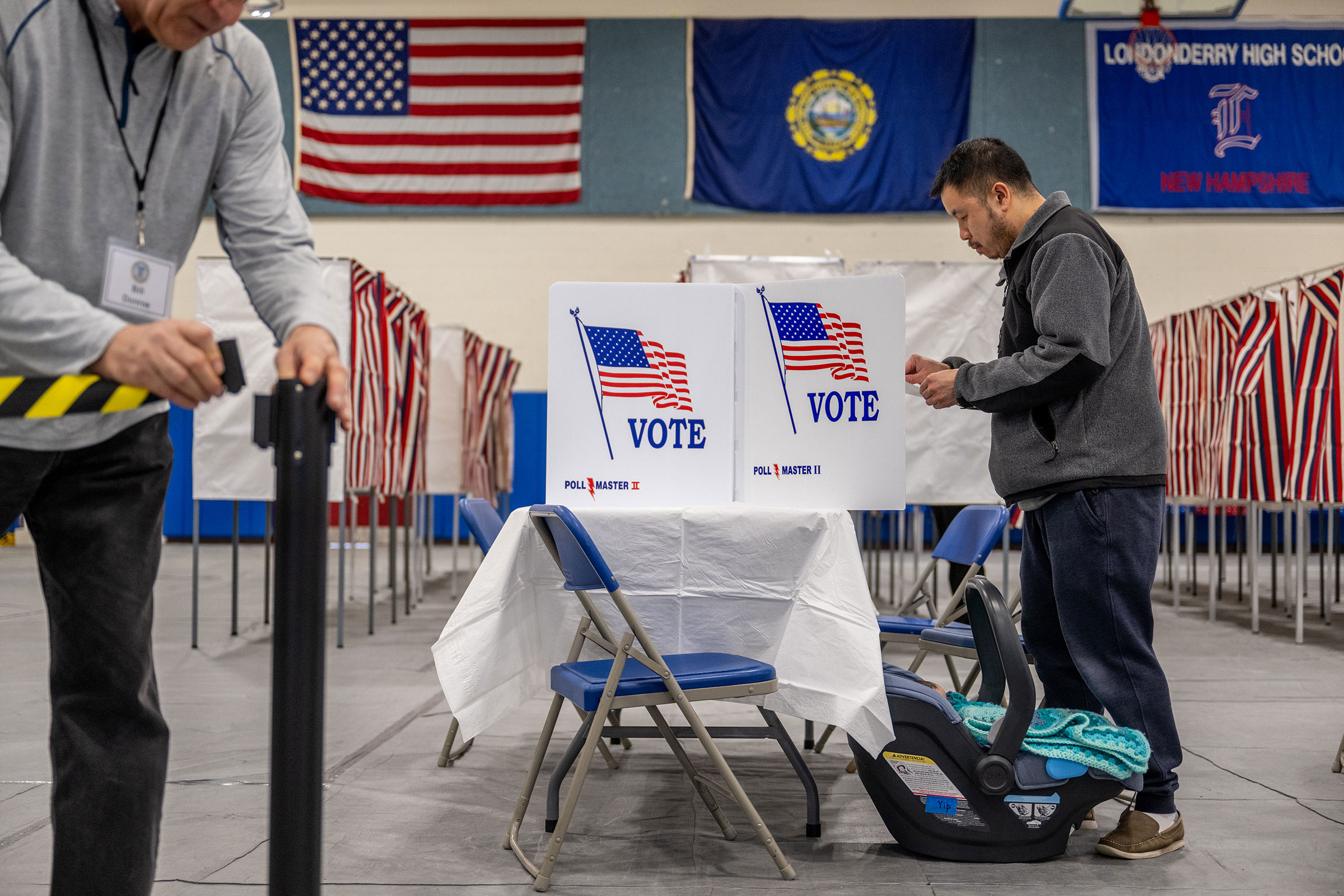 Voters Head To The Polls To Cast Their Vote In The New Hampshire Primary