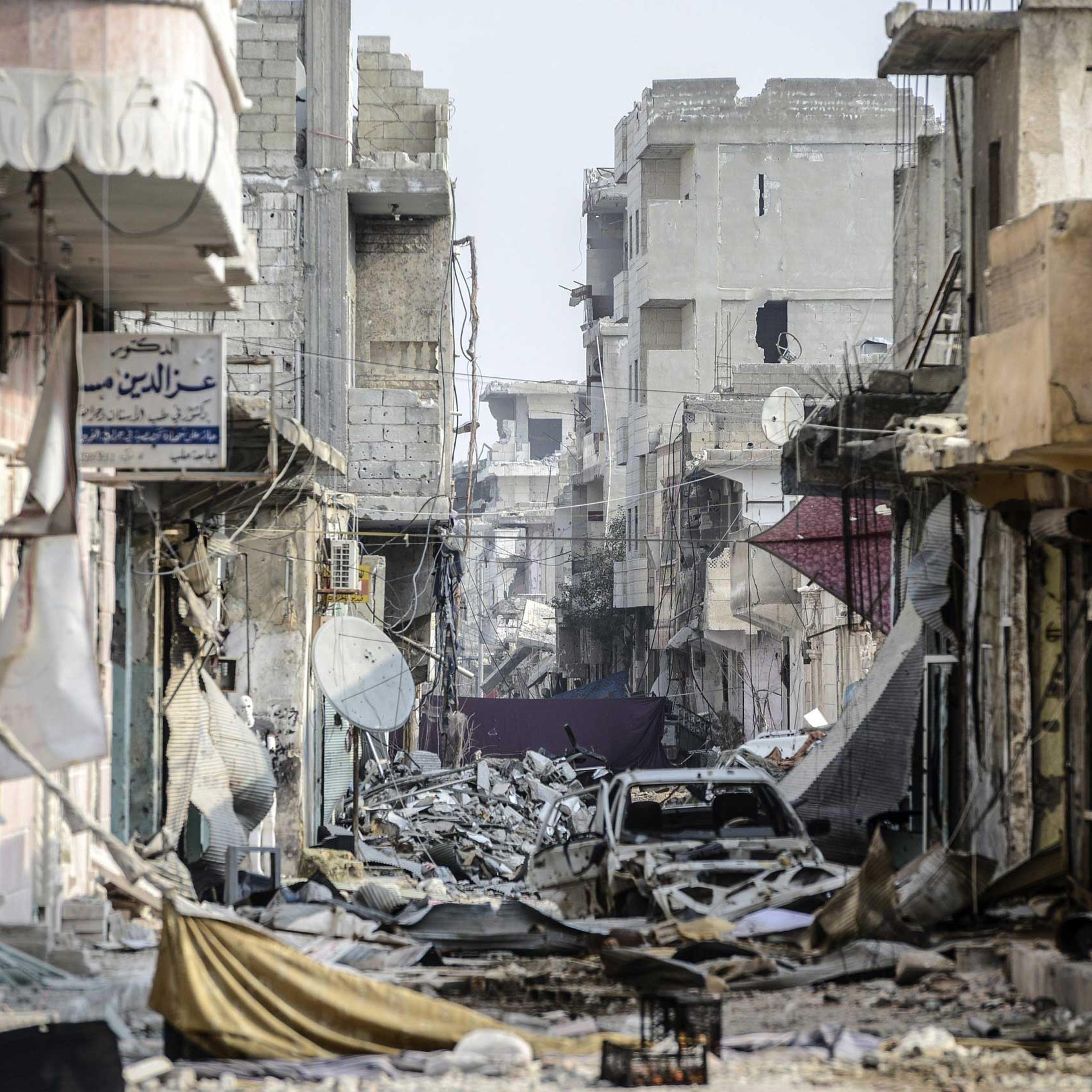 Street scene in Kobani on Jan. 28, 2015.