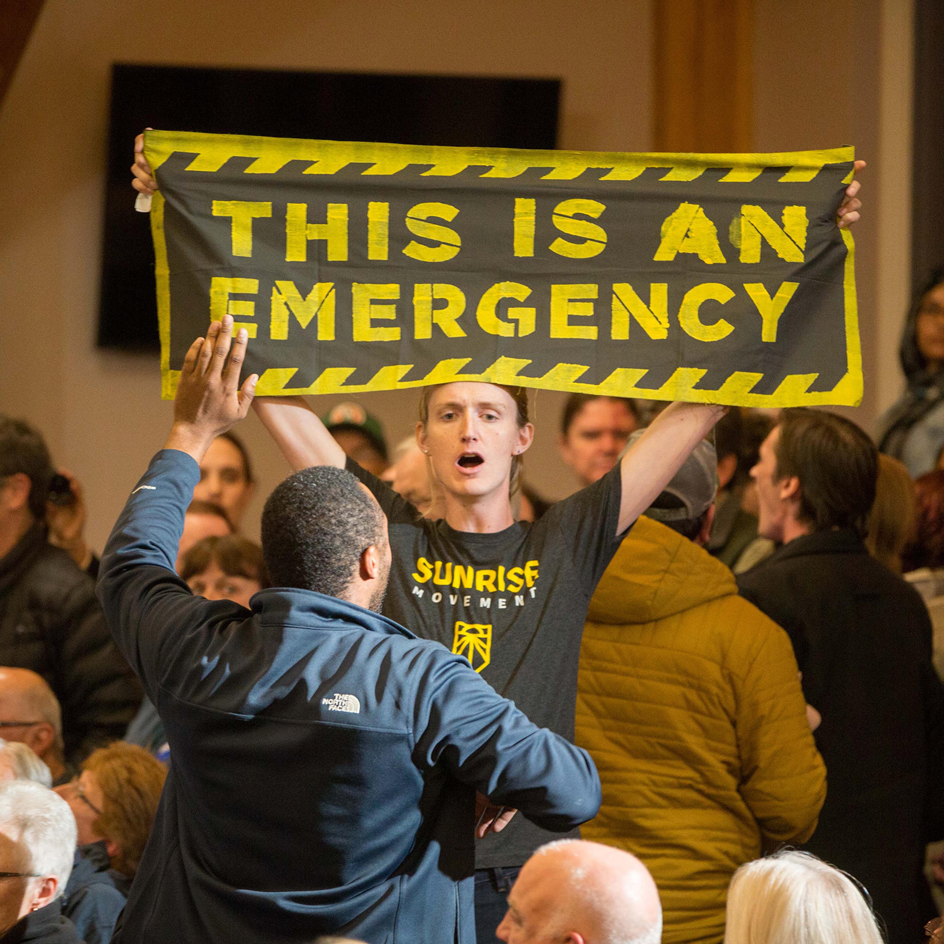 Climate protesters at a Biden campaign event in 2019 raised pressure on the presumptive nominee