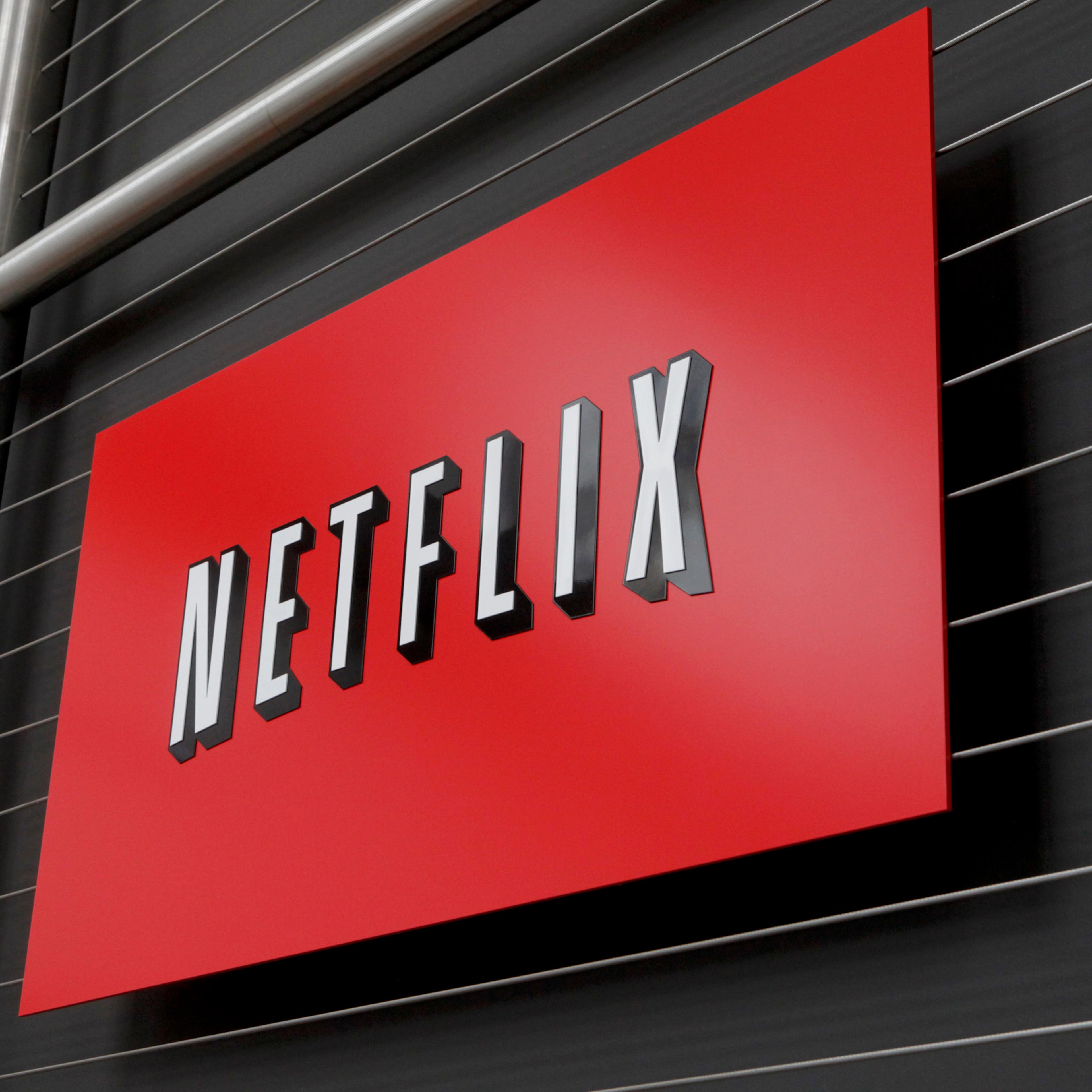 The Netflix company logo is seen at Netf