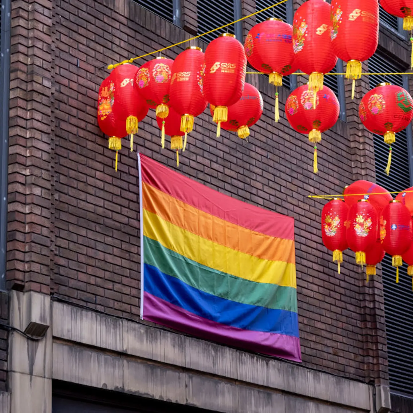 Chinatown Rainbow Flags In London