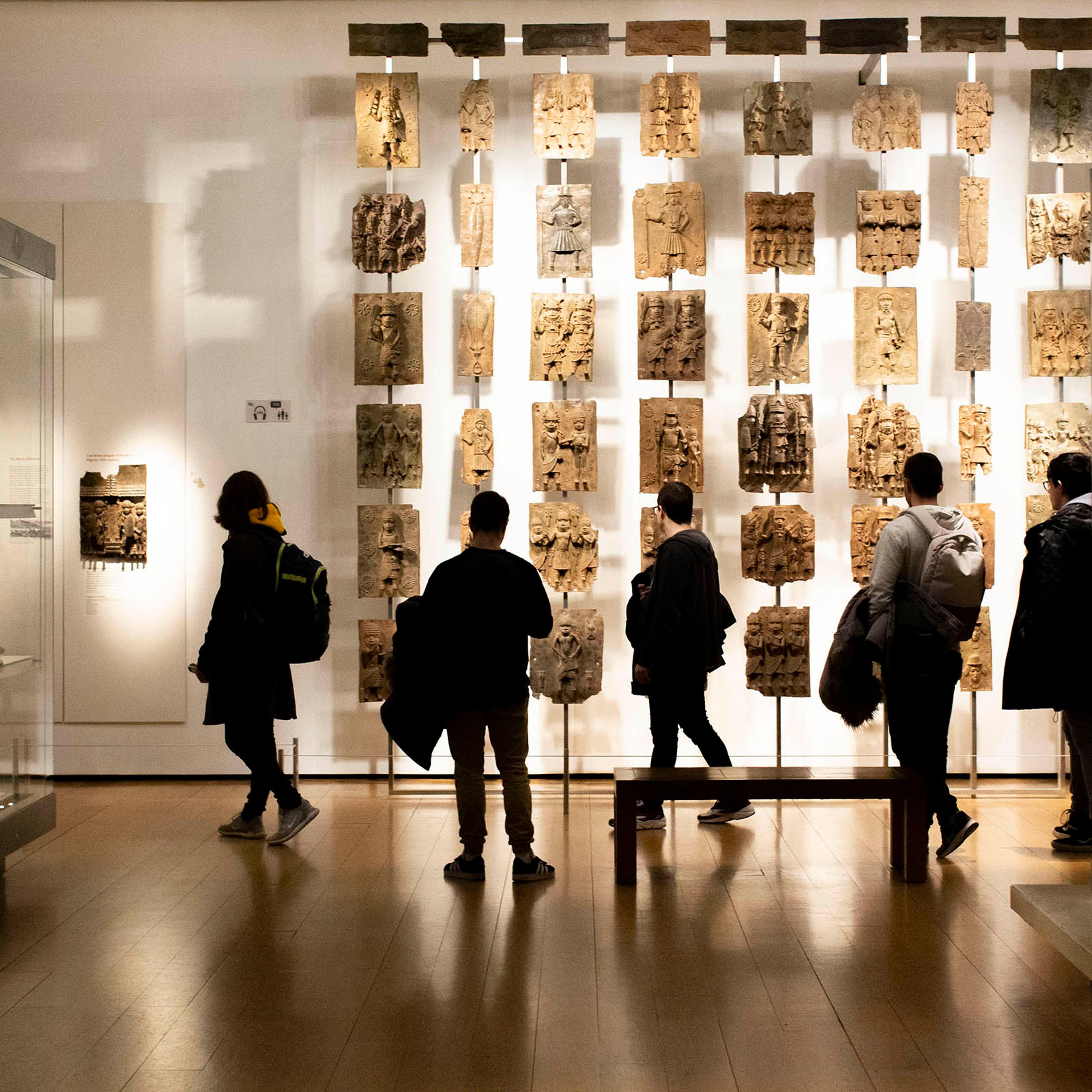 A display of Benin Bronzes at the British Museum in London, Dec. 10, 2019. (Lauren Fleishman/The New York Times)
