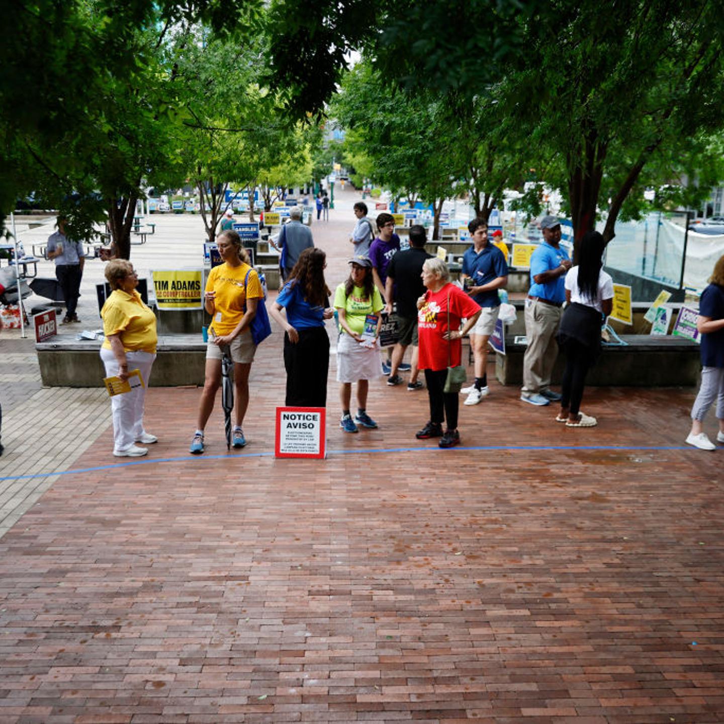 Candidates Campaign Near Polling Places As Early Voting Begins In Maryland