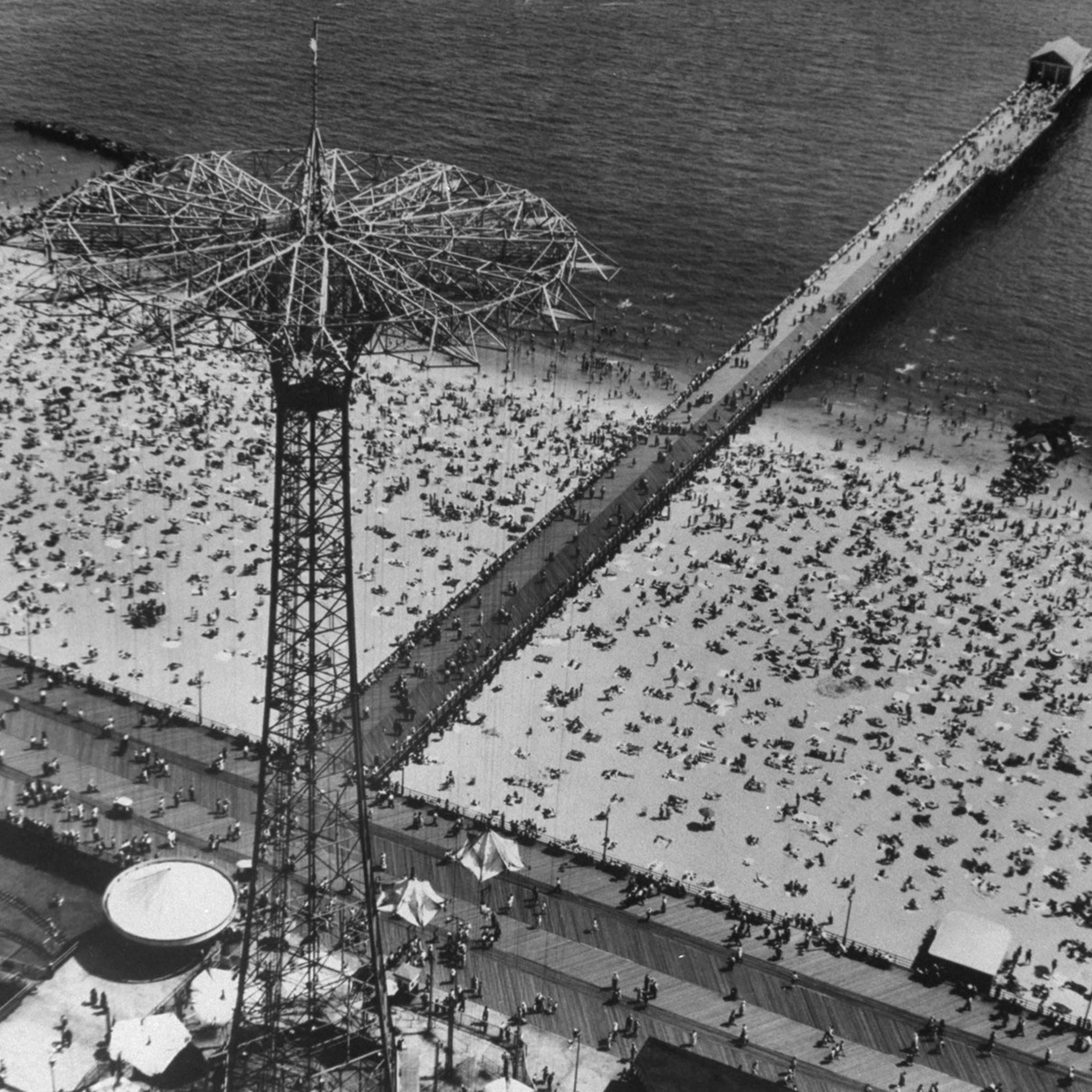 Coney Island, Brooklyn, photographed from a helicopter, 1952.