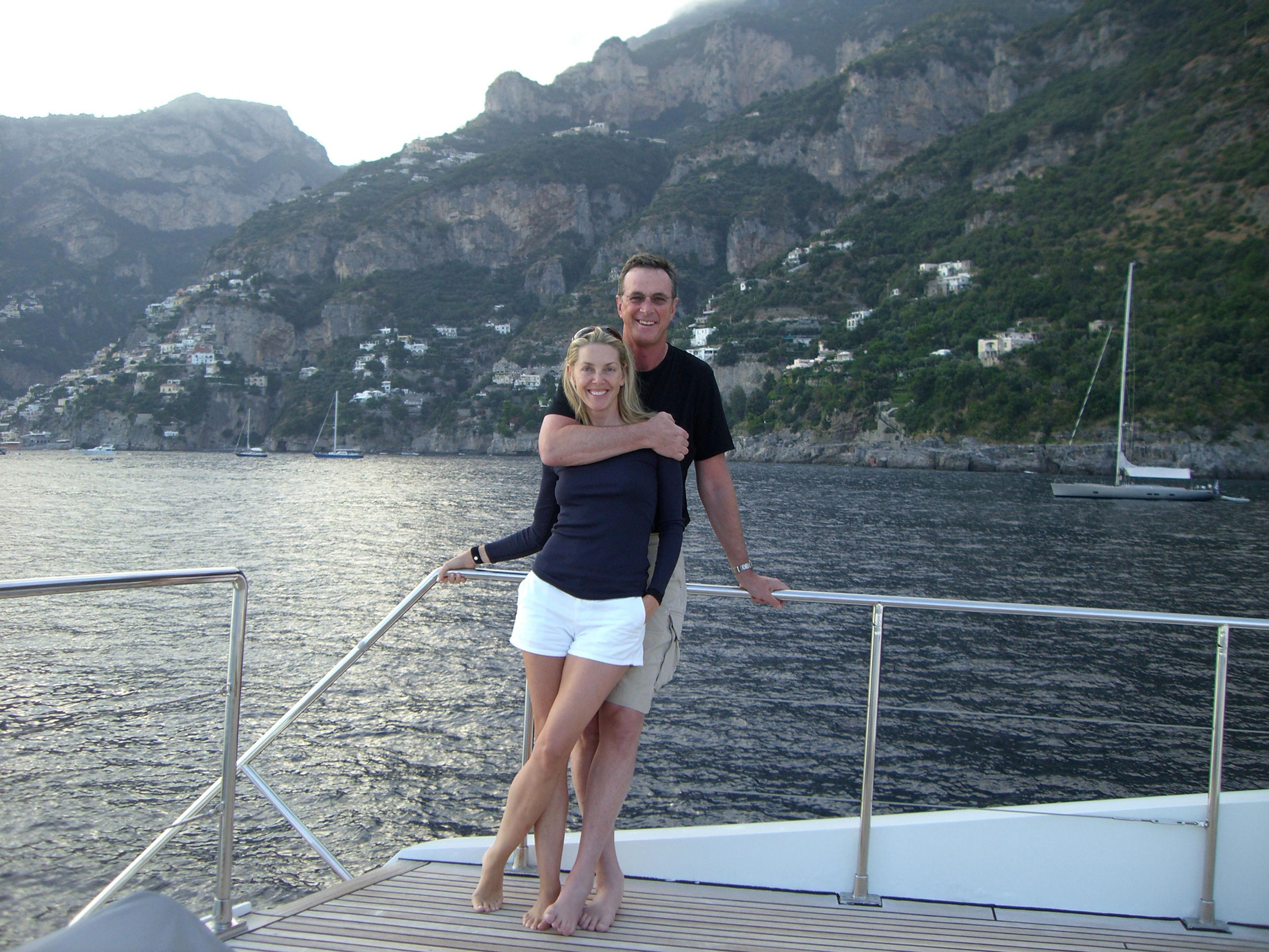 The couple in August 2007 off the Amalfi Coast