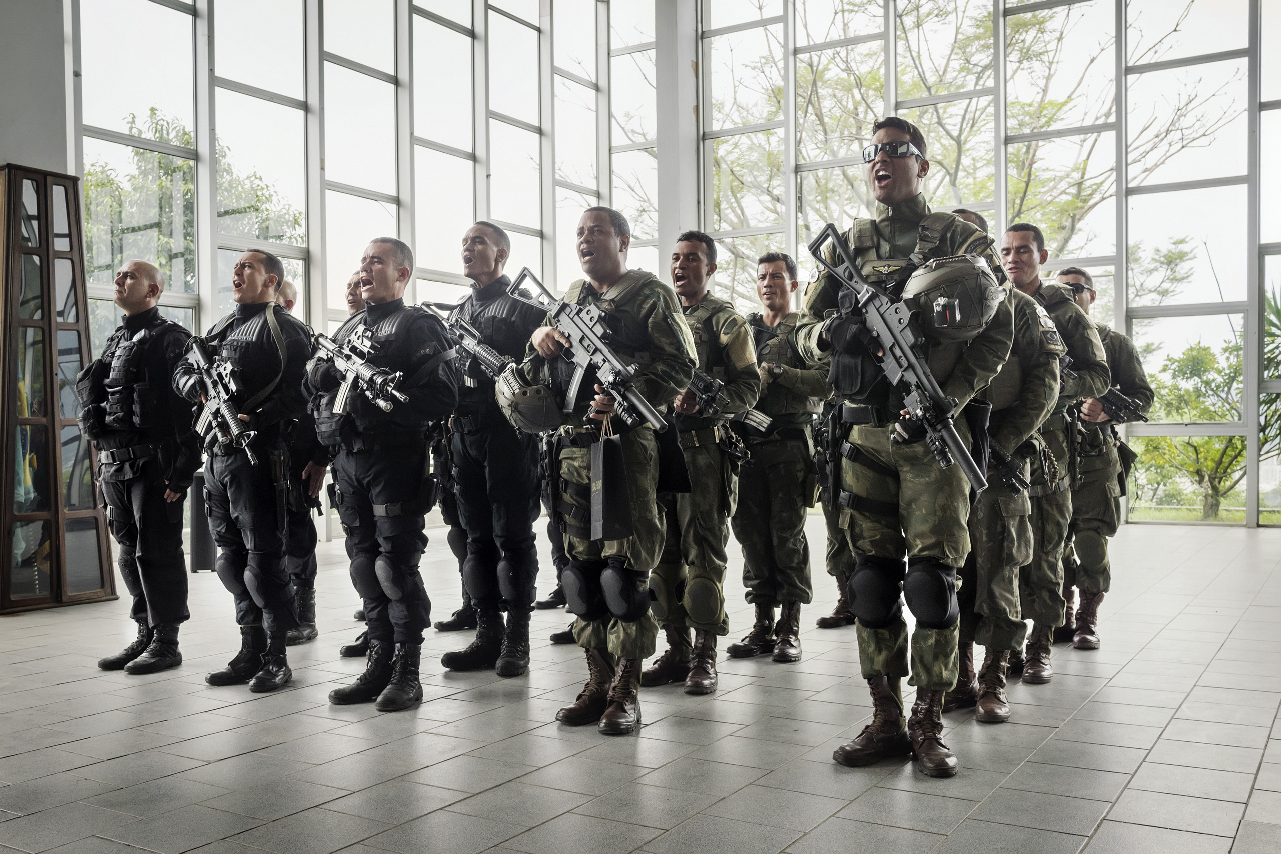 Members of the Battallion of the Special Police Operations (BOPE) during  a training ceremony.