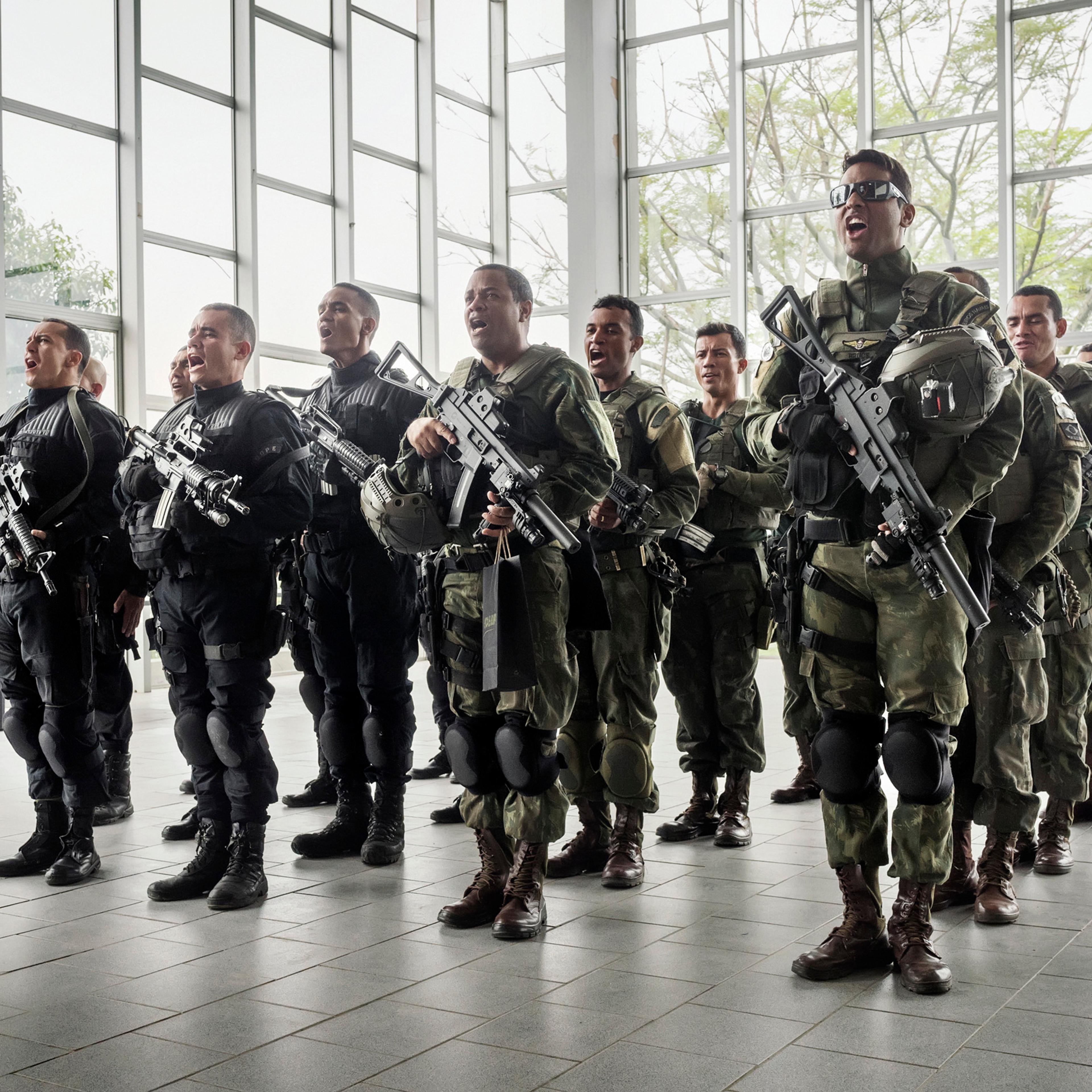 Members of the Battallion of the Special Police Operations (BOPE) during a training ceremony.