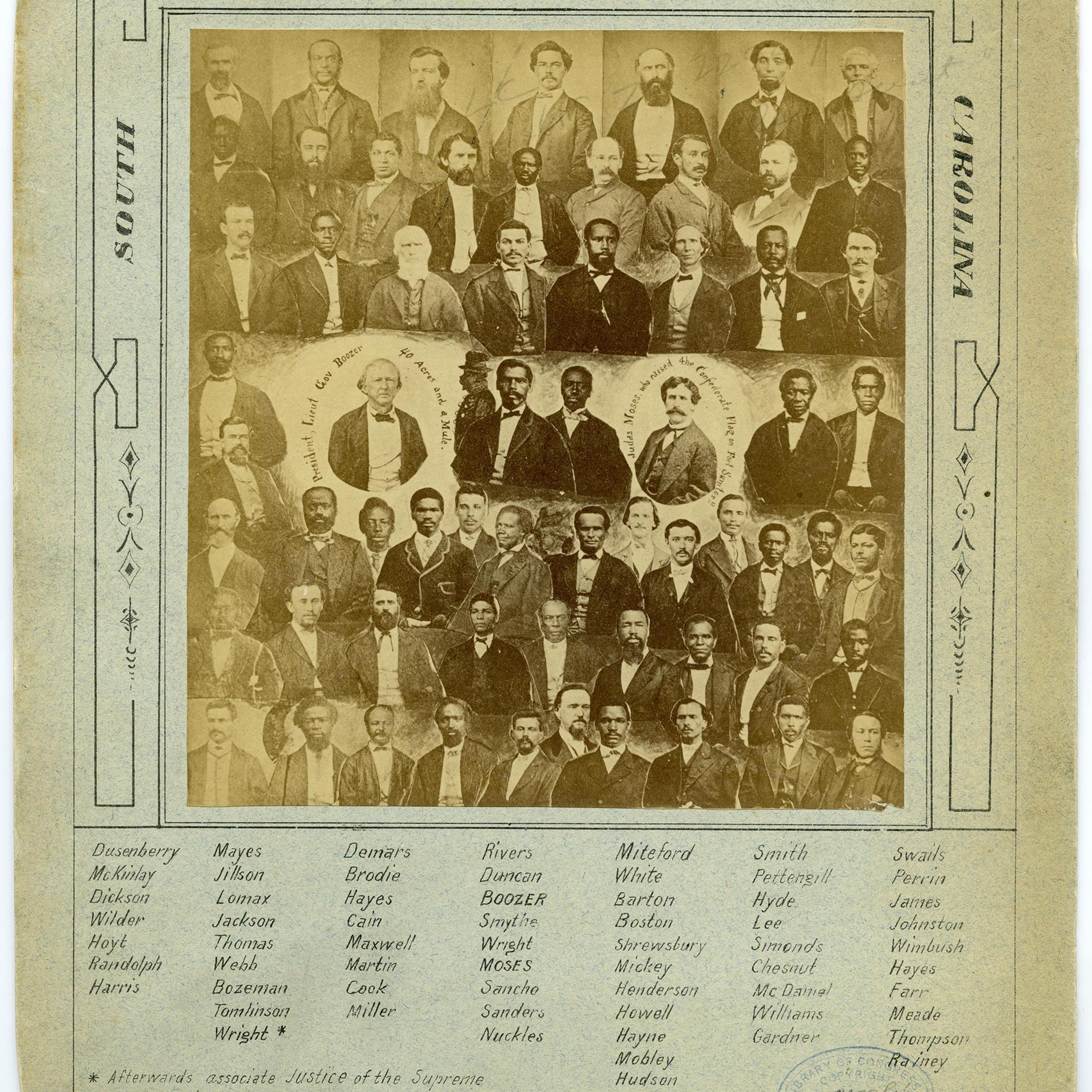Members of the first legislature after the Civil War, in South Carolina, 1876.