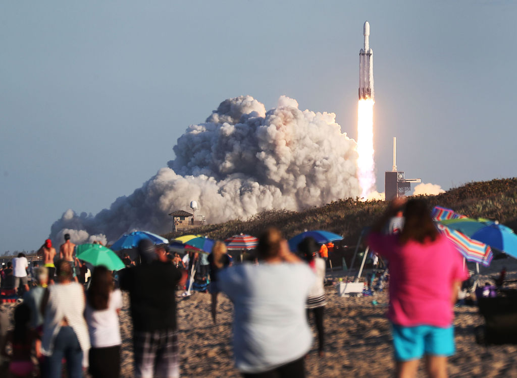 SpaceX Falcon Heavy Rocket Launches Communications Satellite