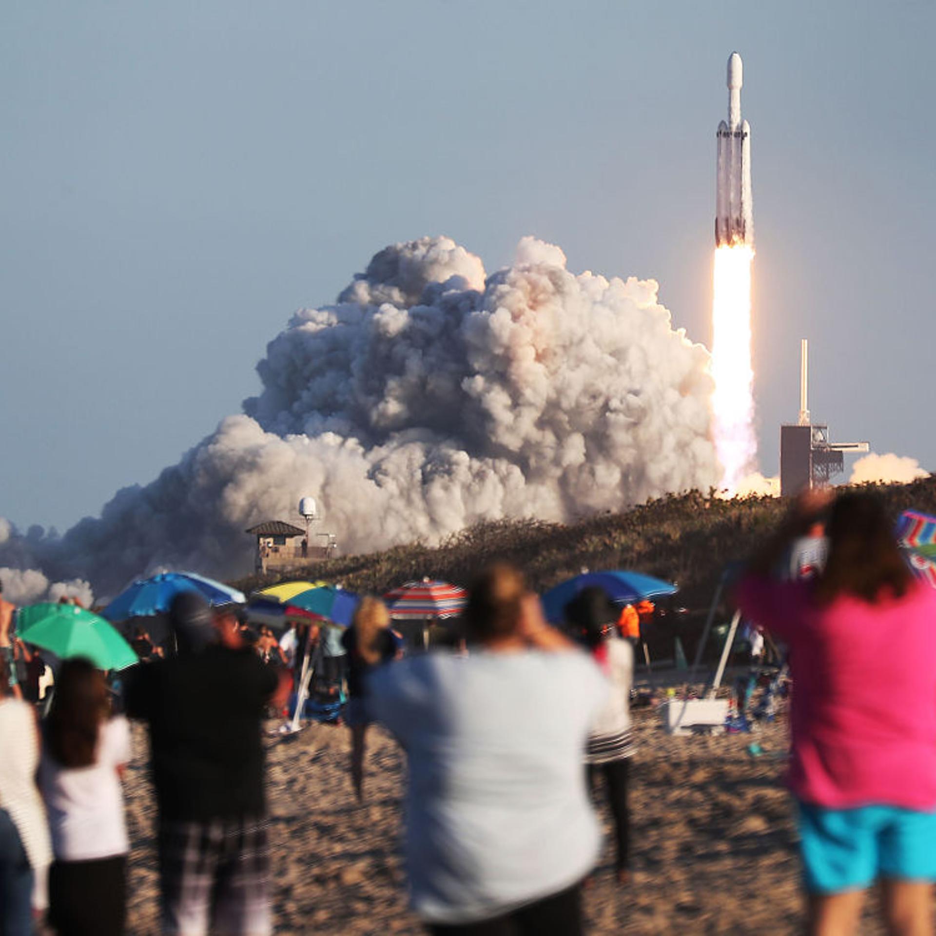 SpaceX Falcon Heavy Rocket Launches Communications Satellite