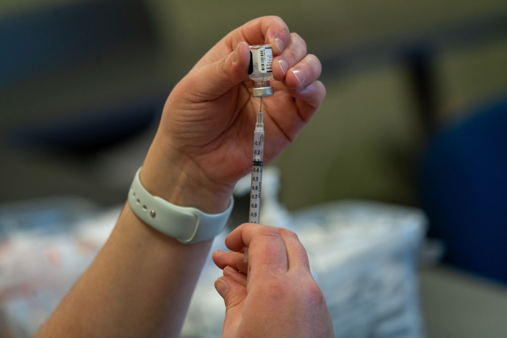 A Covid-19 Vaccination Clinic As Massachusetts Omicron Surge Slows Down