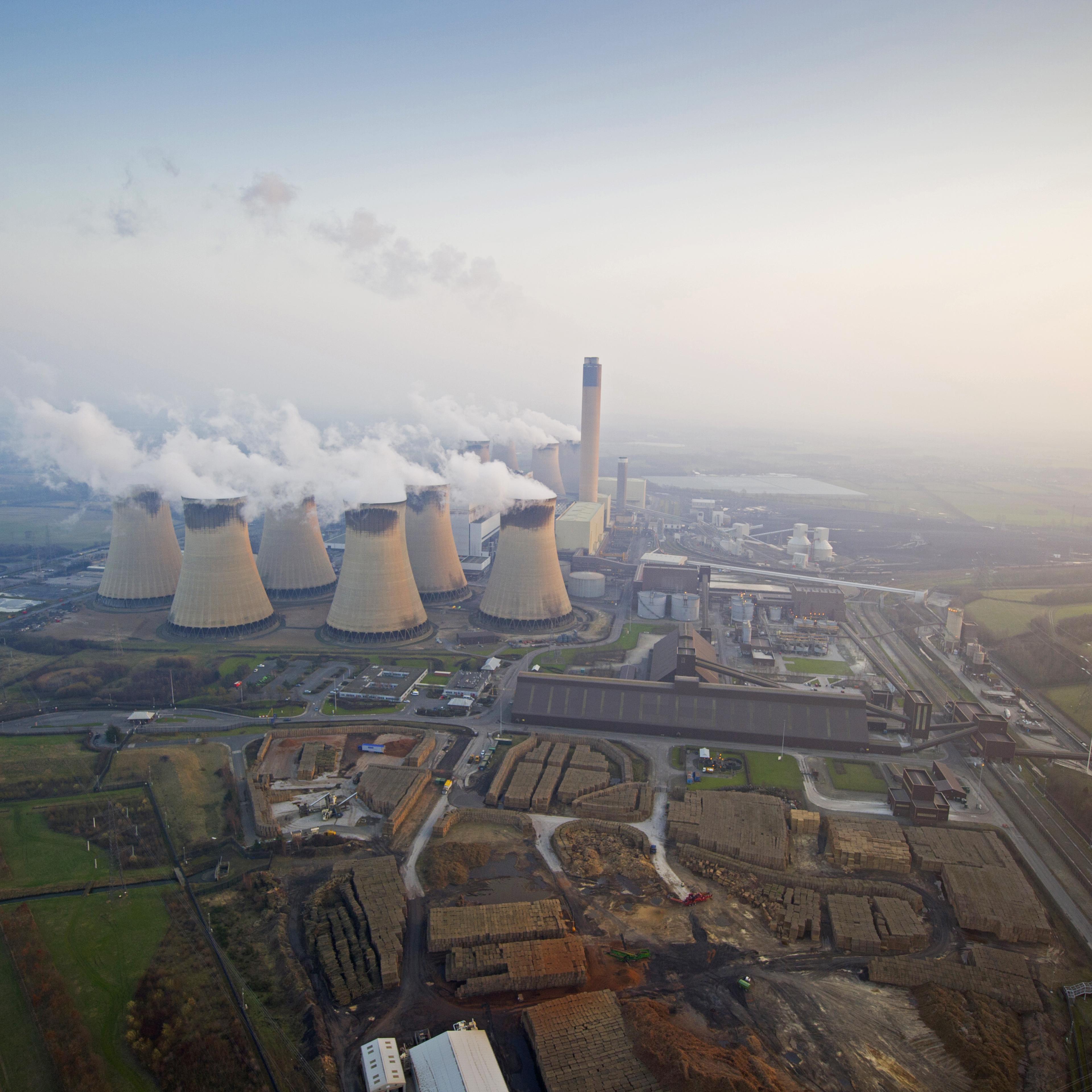 Aerial view of a power station