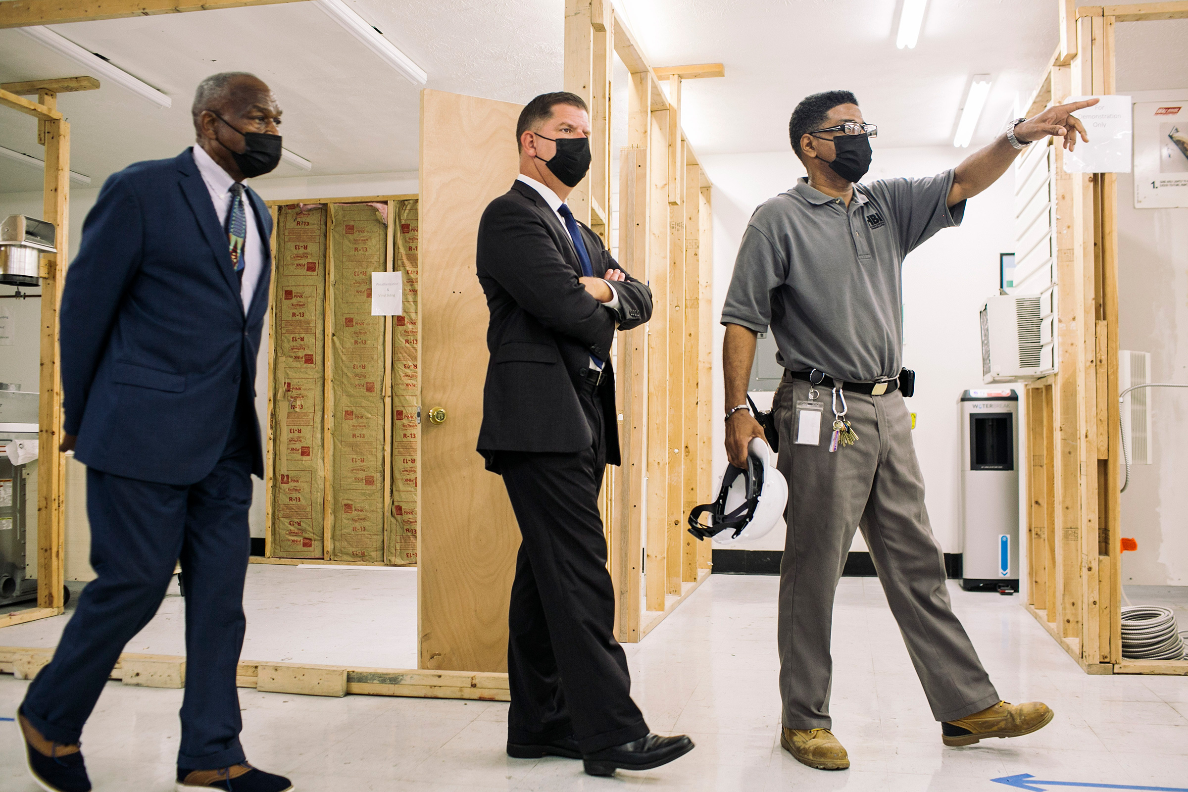 Secretary of Labor Marty Walsh tours the Dayton Jobs Corps Center in Dayton, Ohio, on Aug. 17, 2021, as part of his multi-city tour to tout Joe Biden's plans to help American workers.