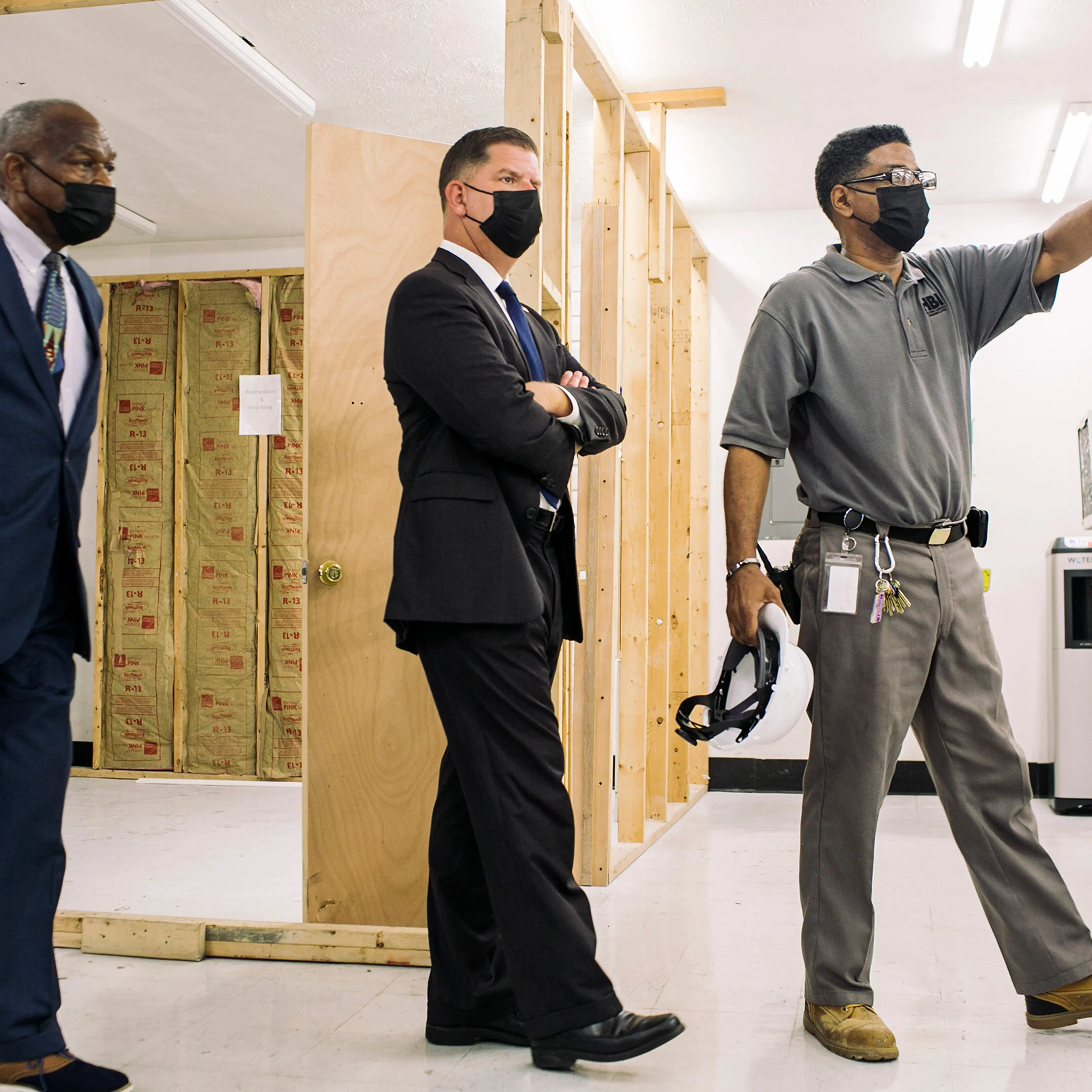 Secretary of Labor Marty Walsh tours the Dayton Jobs Corps Center in Dayton, Ohio, on Aug. 17, 2021, as part of his multi-city tour to tout Joe Biden's plans to help American workers.
