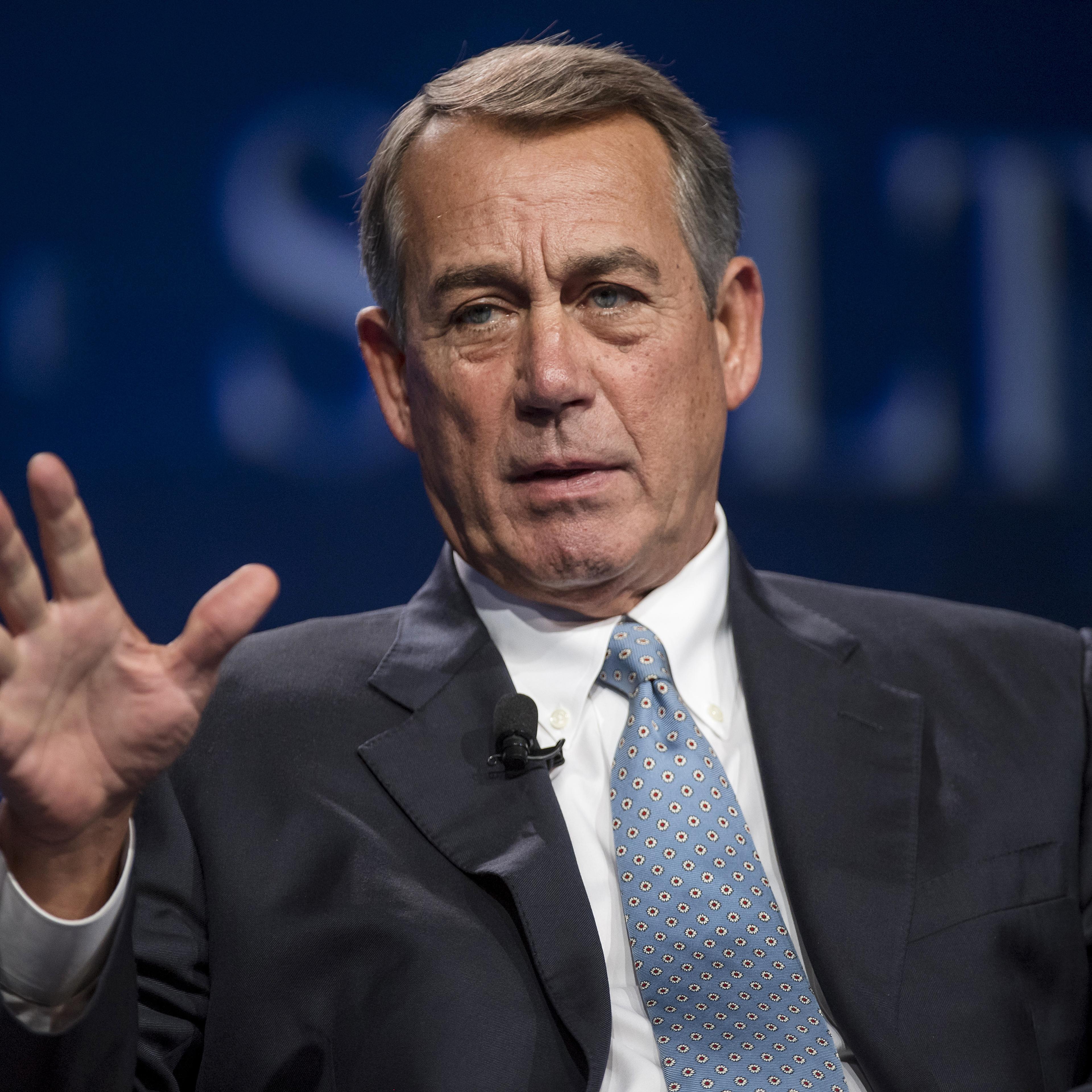 John Boehner, former U.S. House Speaker, speaks during the Skybridge Alternatives (SALT) conference in Las Vegas, Nevada, U.S., on May 12, 2016.