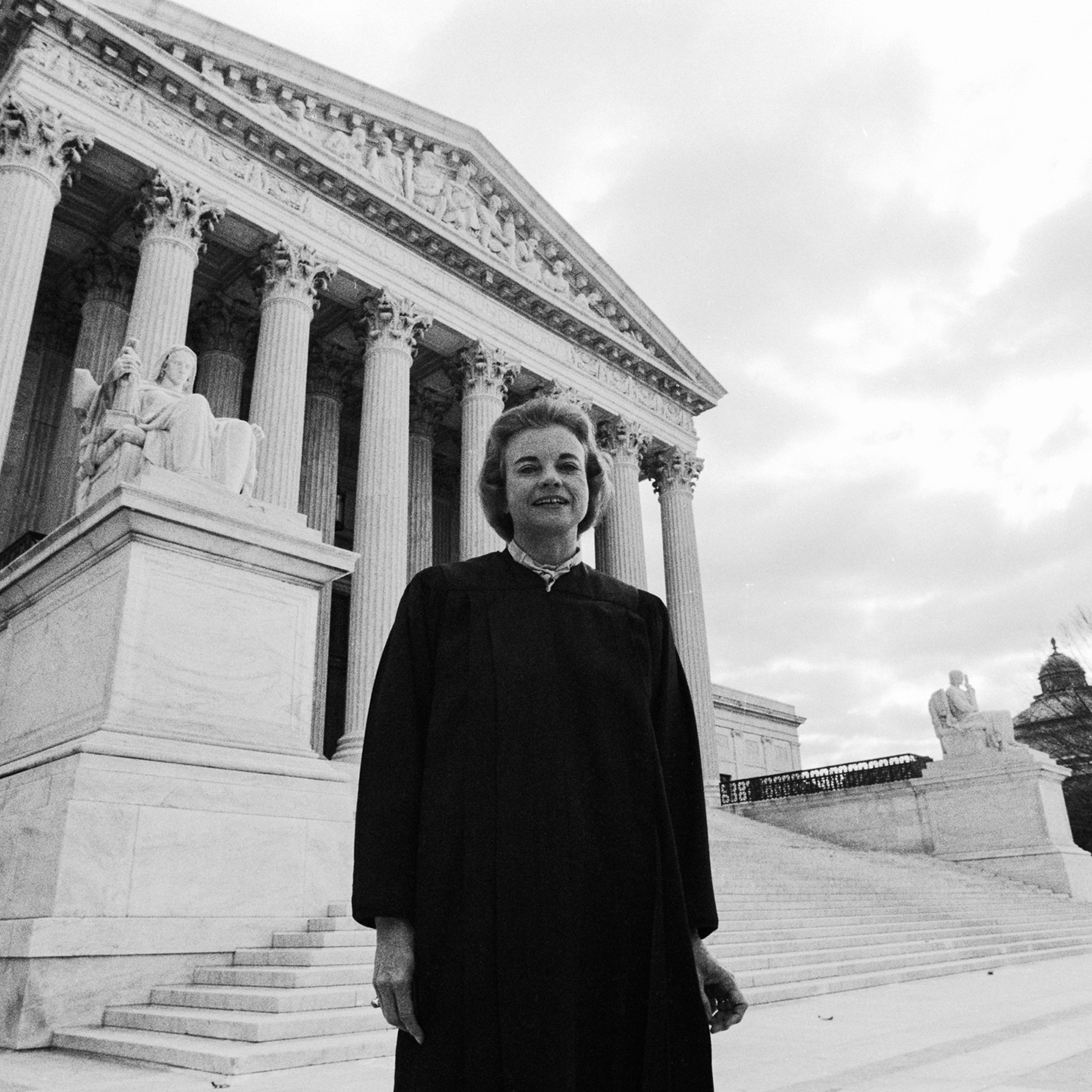 Supreme Court Justice Sandra Day O'Connor outside the Supreme Court Building
