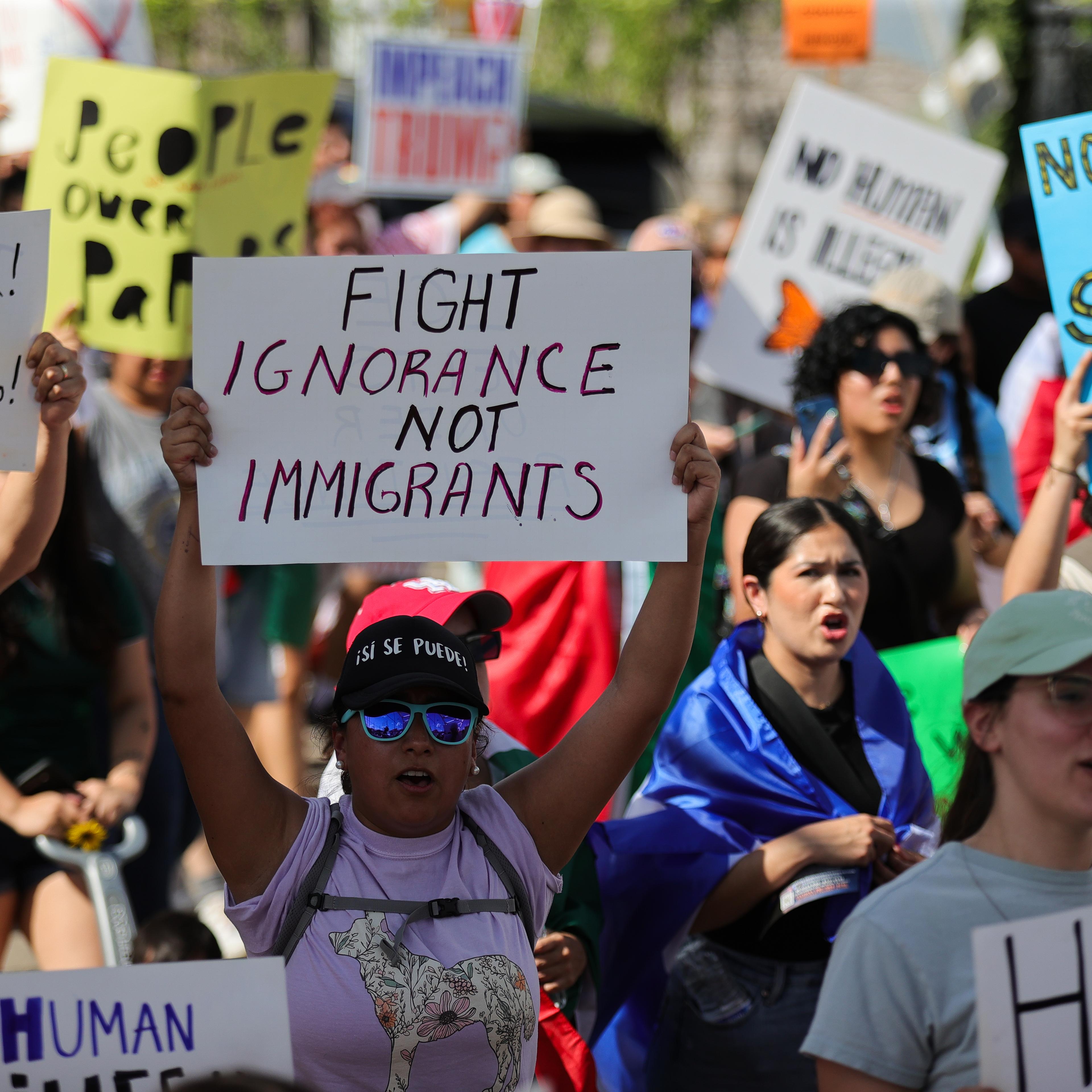 Demonstration Against Trump Immigration Policies In Houston