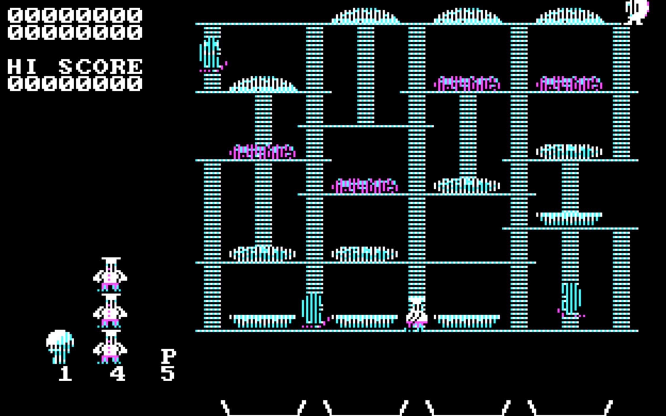 BurgerTime (1982)   Guide Peter Pepper in this hamburger-assembling action game, as he tries to build the biggest mouthfuls while being chased by enemy eggs and pickles and hot dogs.