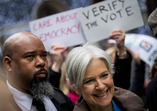 Green Party presidential candidate Jill Stein waits to speak at a news conference on Fifth Avenue across the street from Trump Tower December 5, 2016 in New York City.