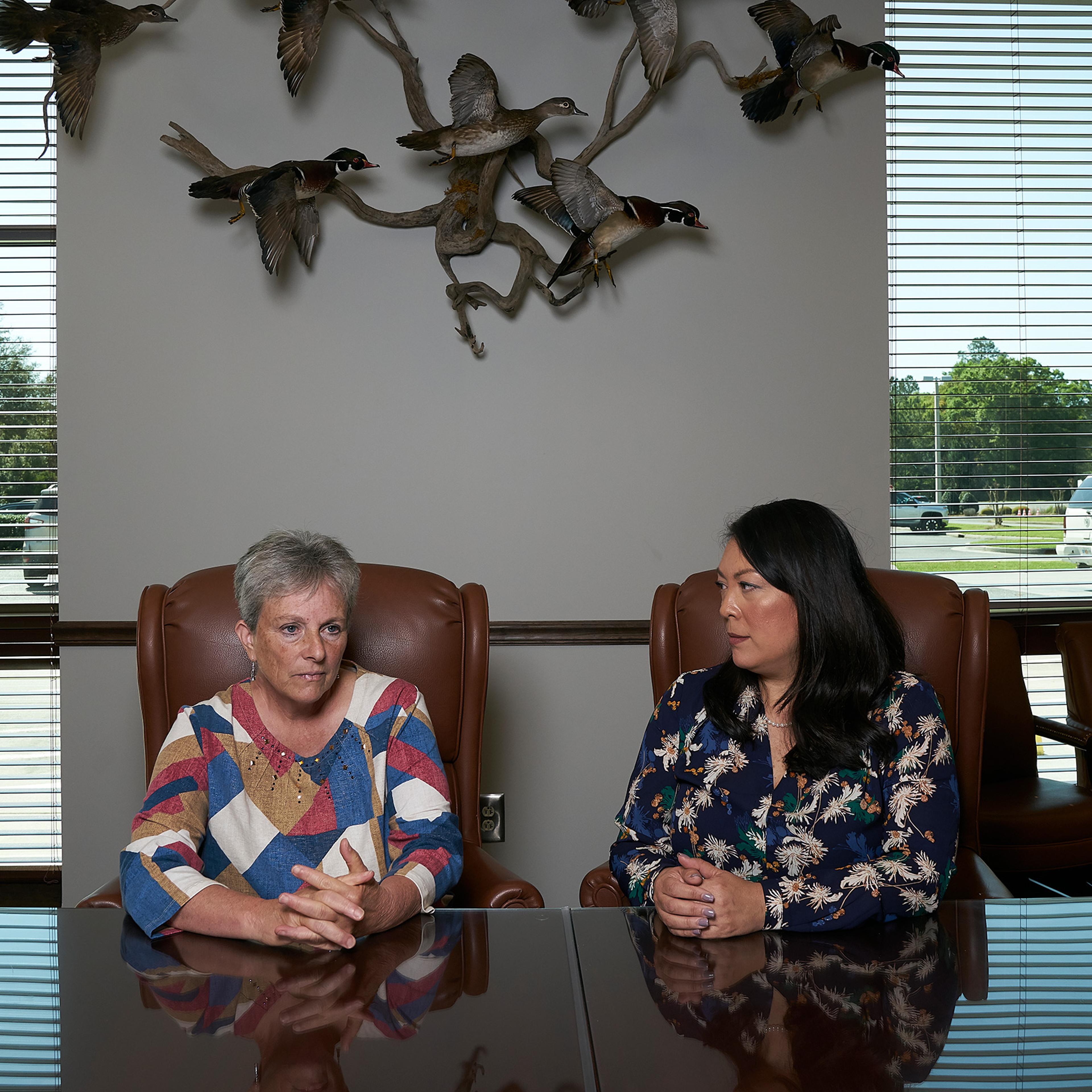 Miller County Hospital CEO Robin Rau, left, and Clinch Memorial Hospital CEO Angela Ammons at Clinch Memorial in Homerville, Ga., on March 19, 2020.