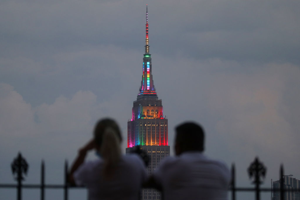 The Empire State Building is lit in rainbow colors to celebrate Pride weekend in New York City on June 28, 2020