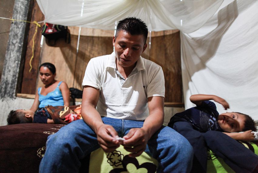 David Xol, his wife Florinda Bol and two of their sons at their home in San Miguel Limón. Xol made his way across Mexico with his third son, eight-year-old Byron. Xol was deported back to Guatemala; Byron remains in a shelter in Baytown. Carlos Sebastián