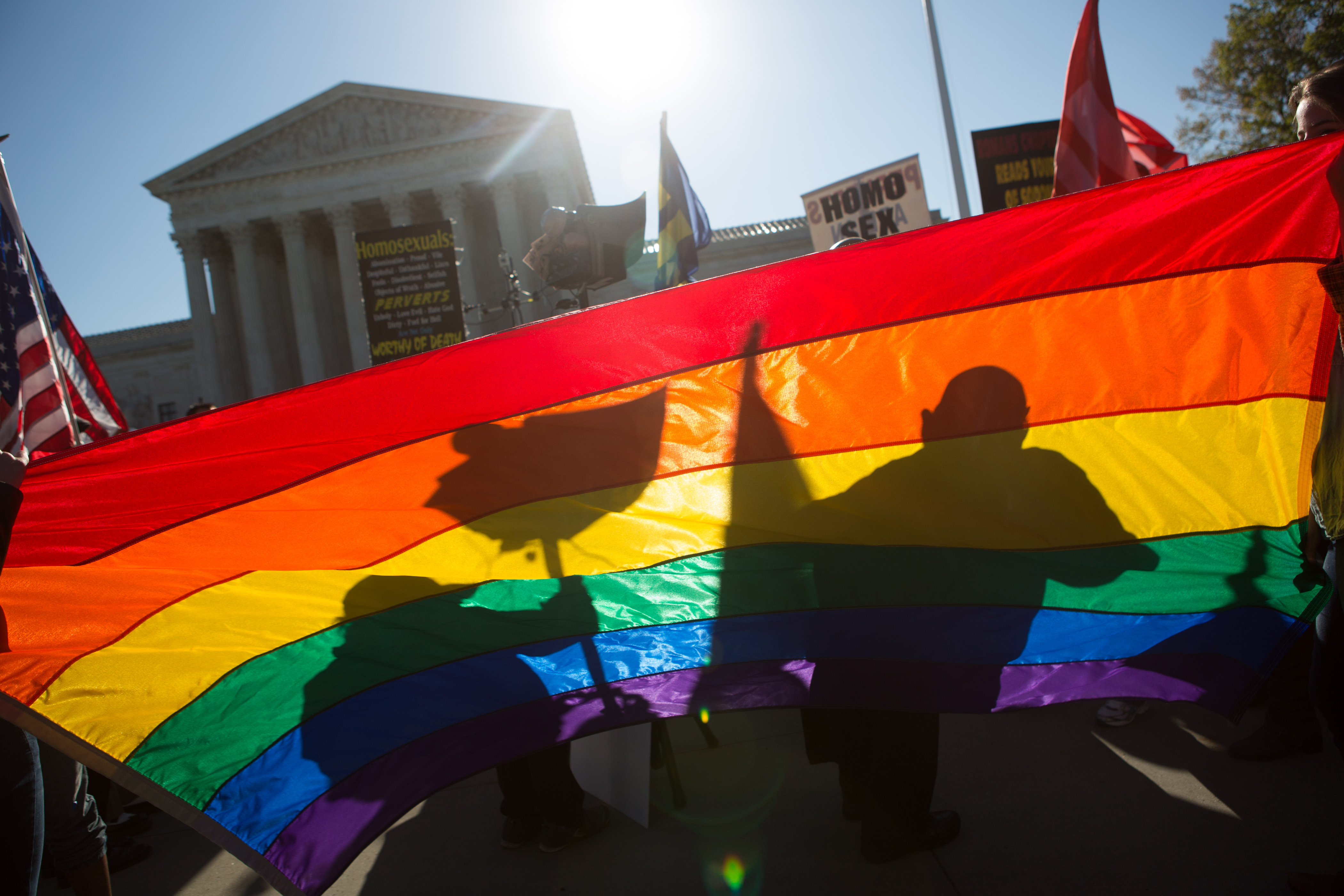 Protesters read Bible verses in front of the U.S. Supreme Court in Washington D.C. on April 28, 2015.