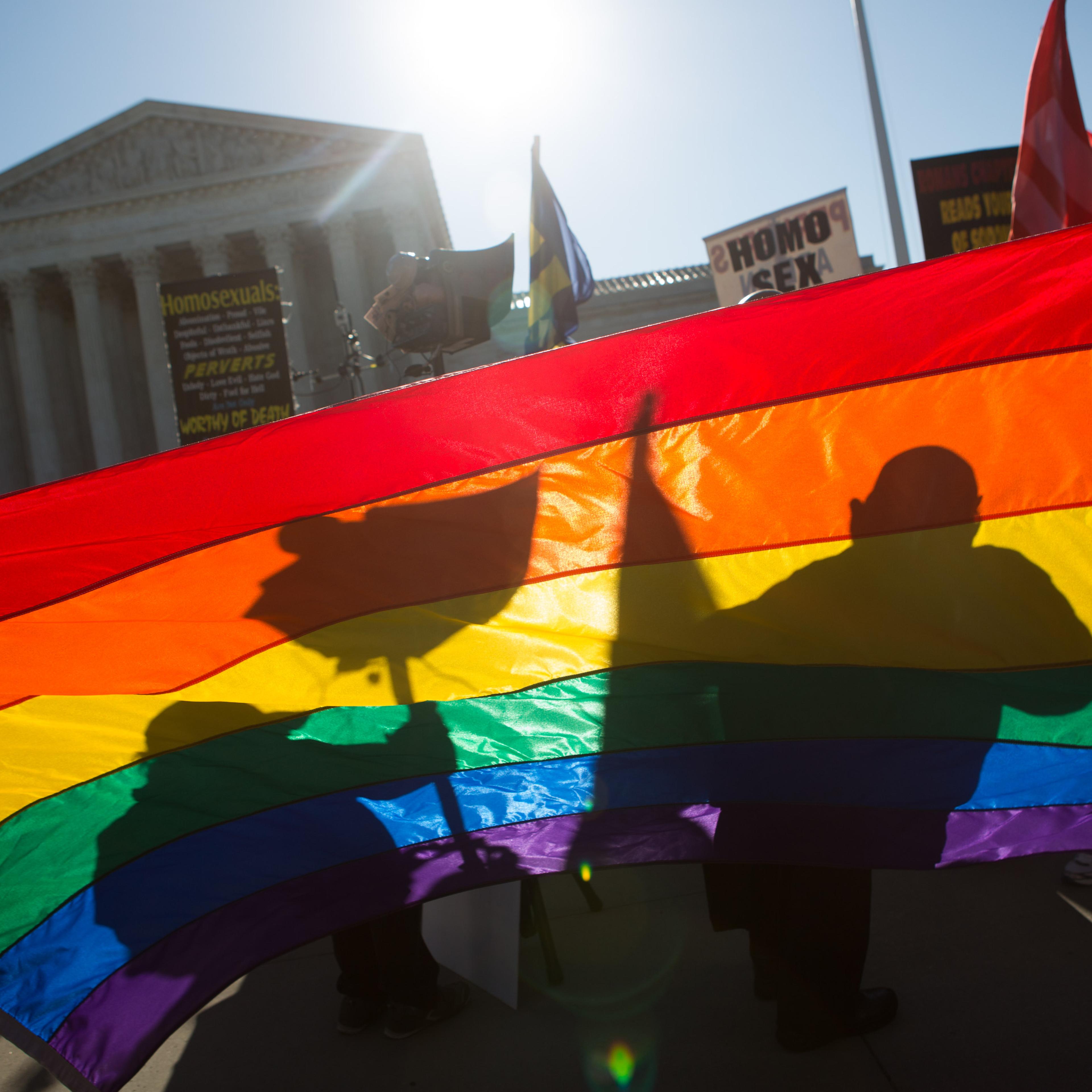 Protesters read Bible verses in front of the U.S. Supreme Court in Washington D.C. on April 28, 2015.