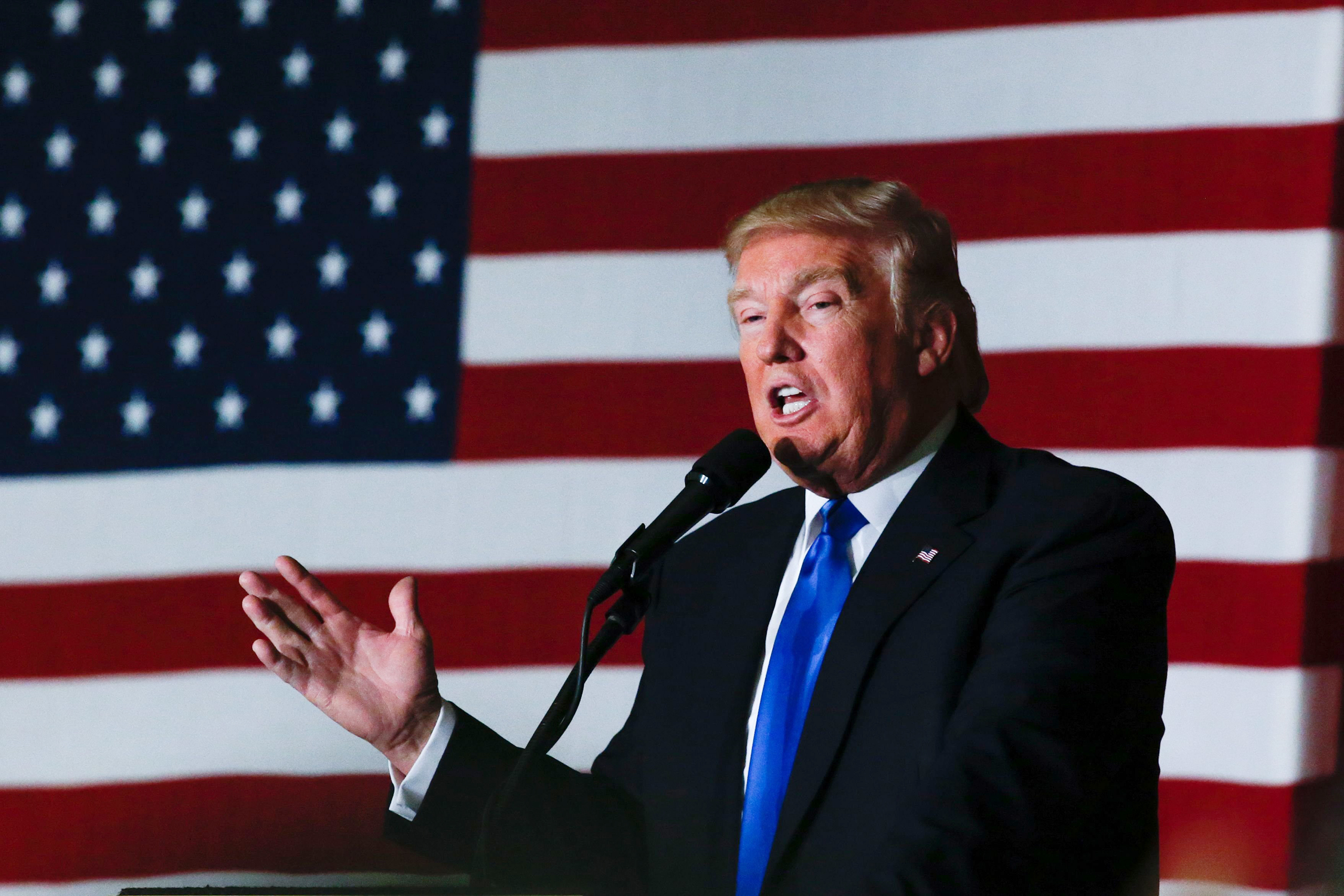 Donald Trump speaks at a fundraising event in Lawrenceville, New Jersey on May 19, 2016.