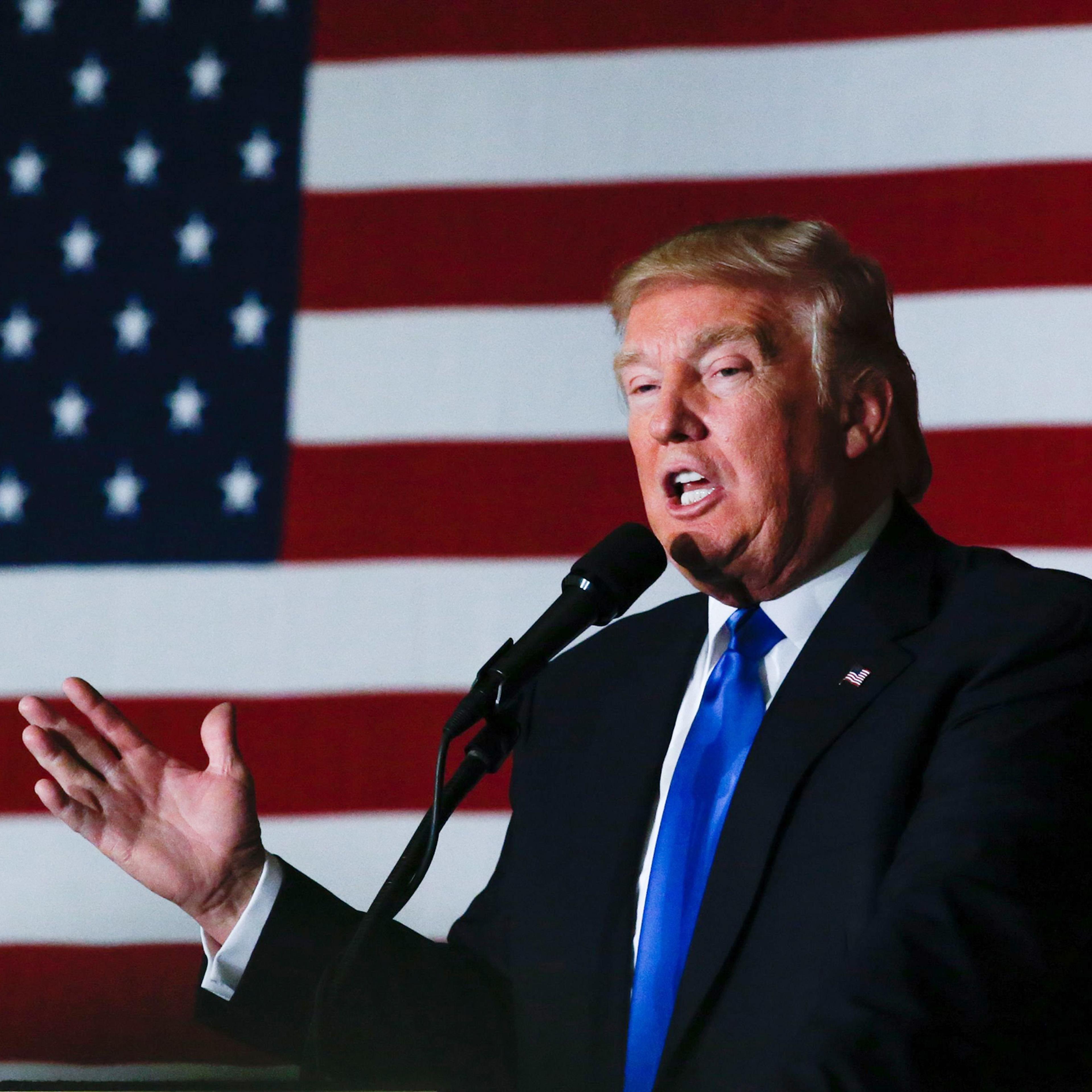 Donald Trump speaks at a fundraising event in Lawrenceville, New Jersey on May 19, 2016.