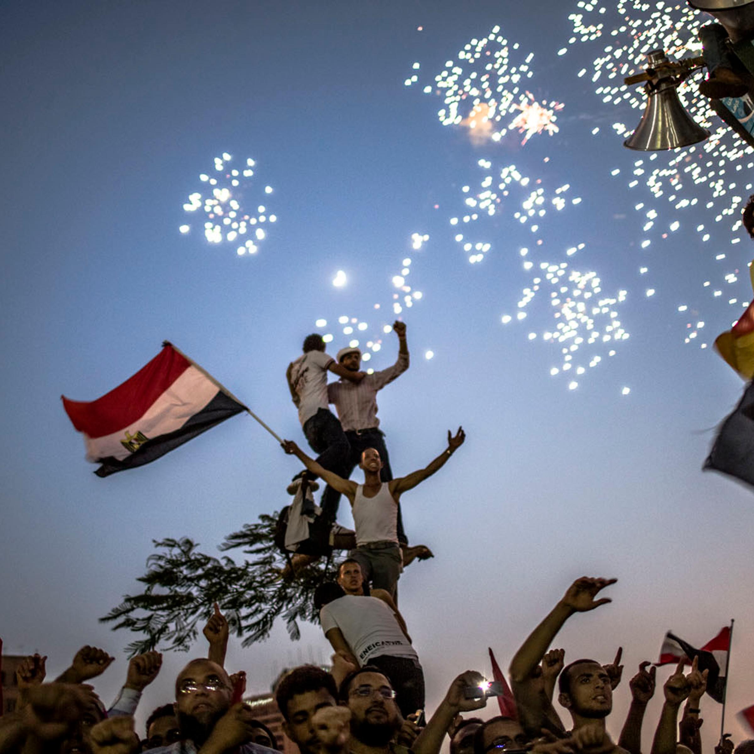 June 24, 2012, Cairo. Egyptians celebrate the election of their new president Mohamed Morsy in Tahrir Square.