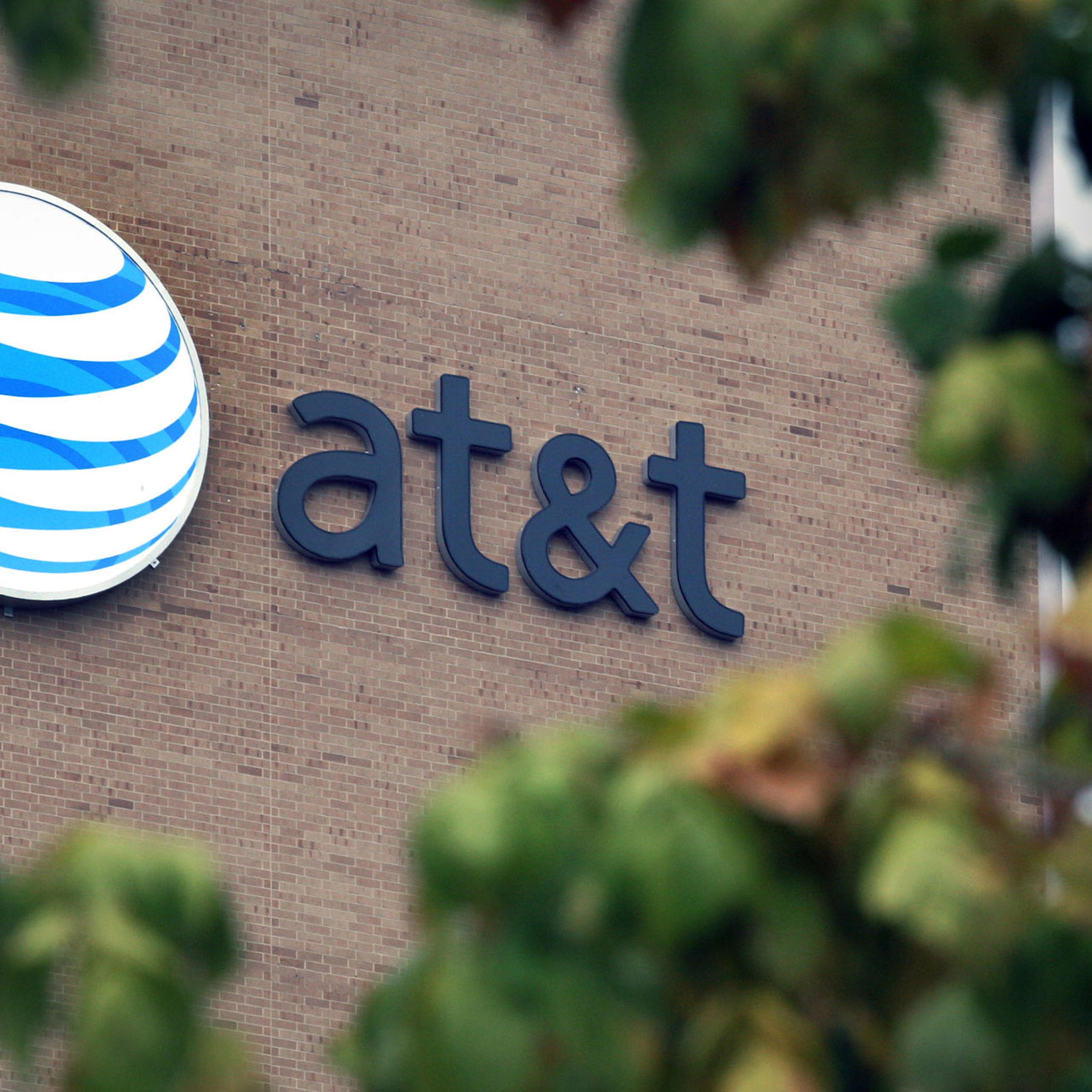 The AT&T logo is seen on the company's headquarters in San Antonio, Texas on Oct. 12, 2006.