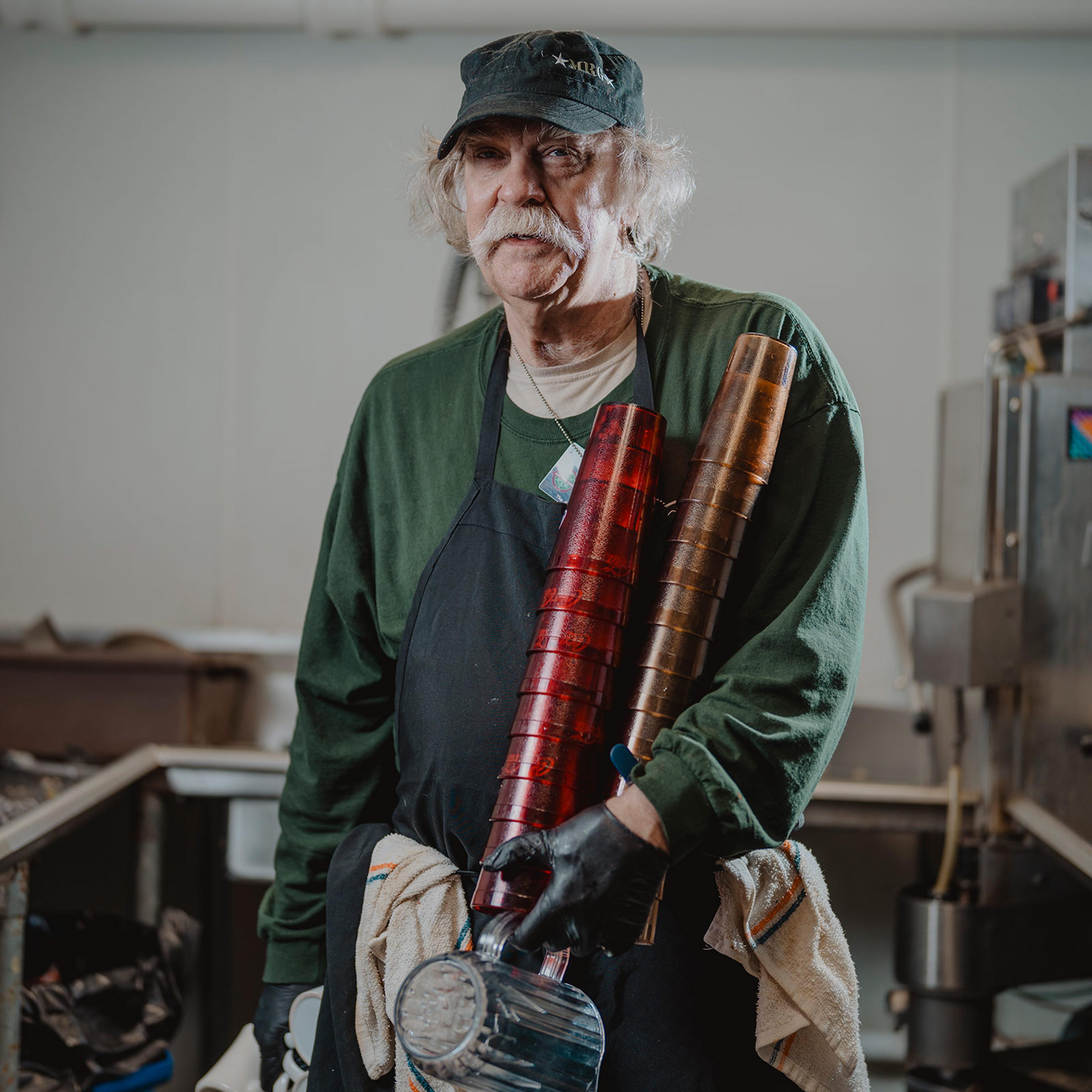 Walter Carpenter, 69, on the job at Mad River Glen, the ski resort where he works four days a week.