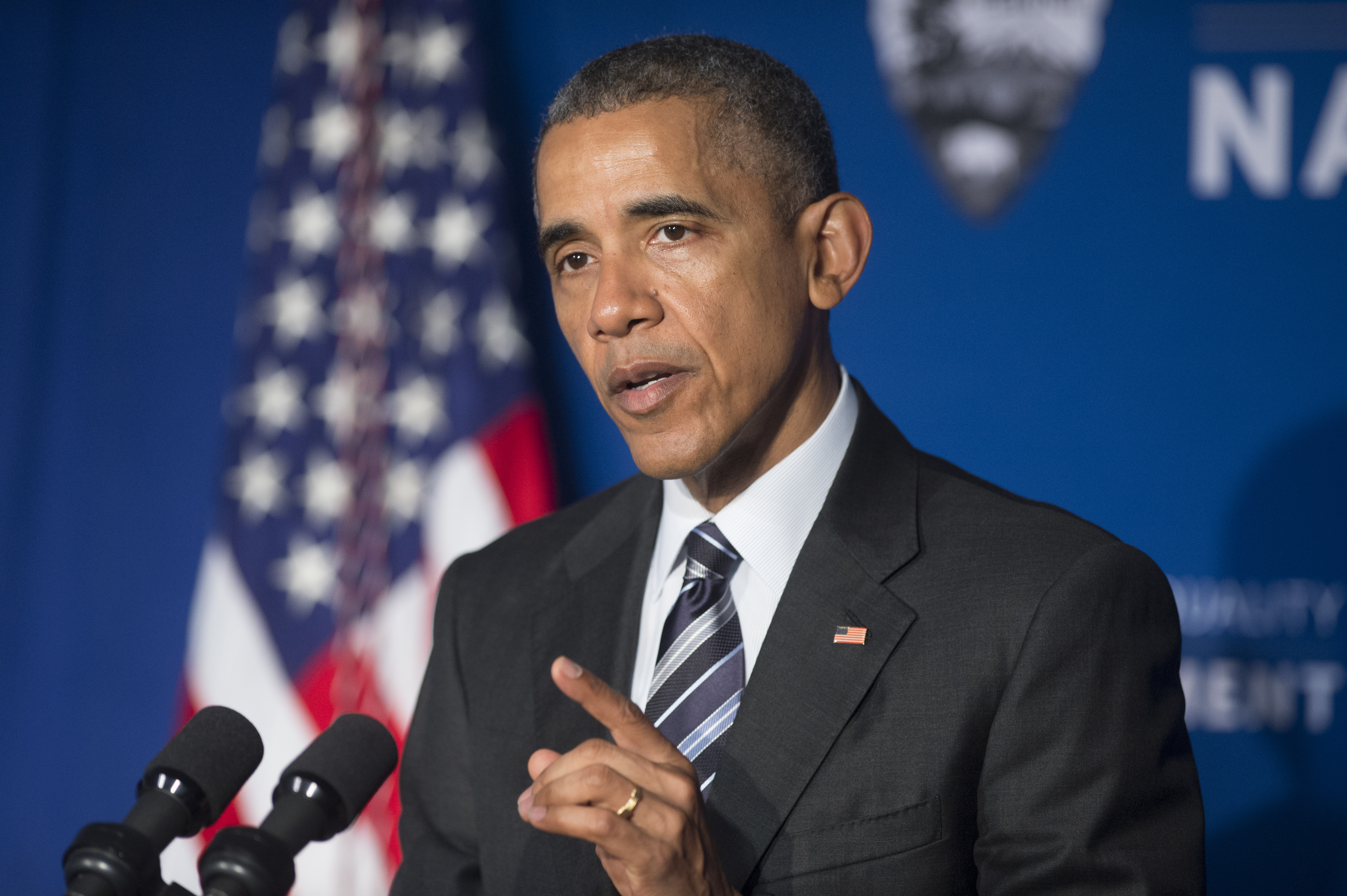 President Barack Obama delivers remarks at the newly-designated Belmont-Paul Women's Equality National Monument on April 12 in Washington, DC. 