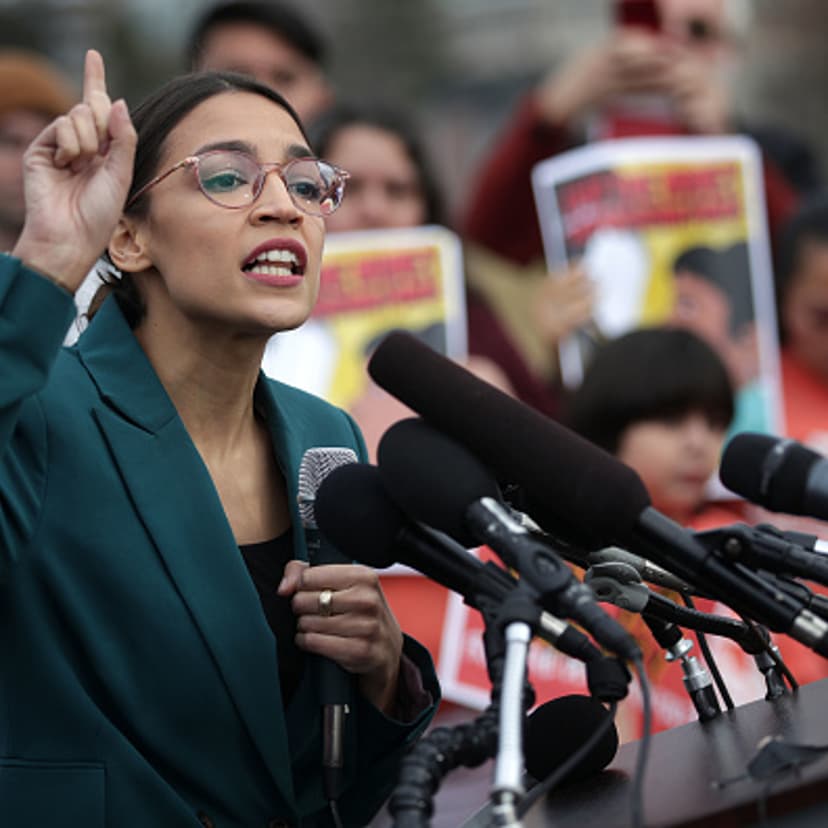 U.S. Rep. Alexandria Ocasio-Cortez (D-NY) speaks during a news conference at the East Front of the U.S. Capitol February 7, 2019 in Washington, DC.