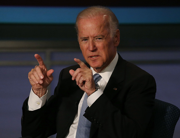 US Vice President Joe Biden speaks during an event to honor former Vice President Walter Mondale at George Washington University October 20, 2015 in Washington, DC.