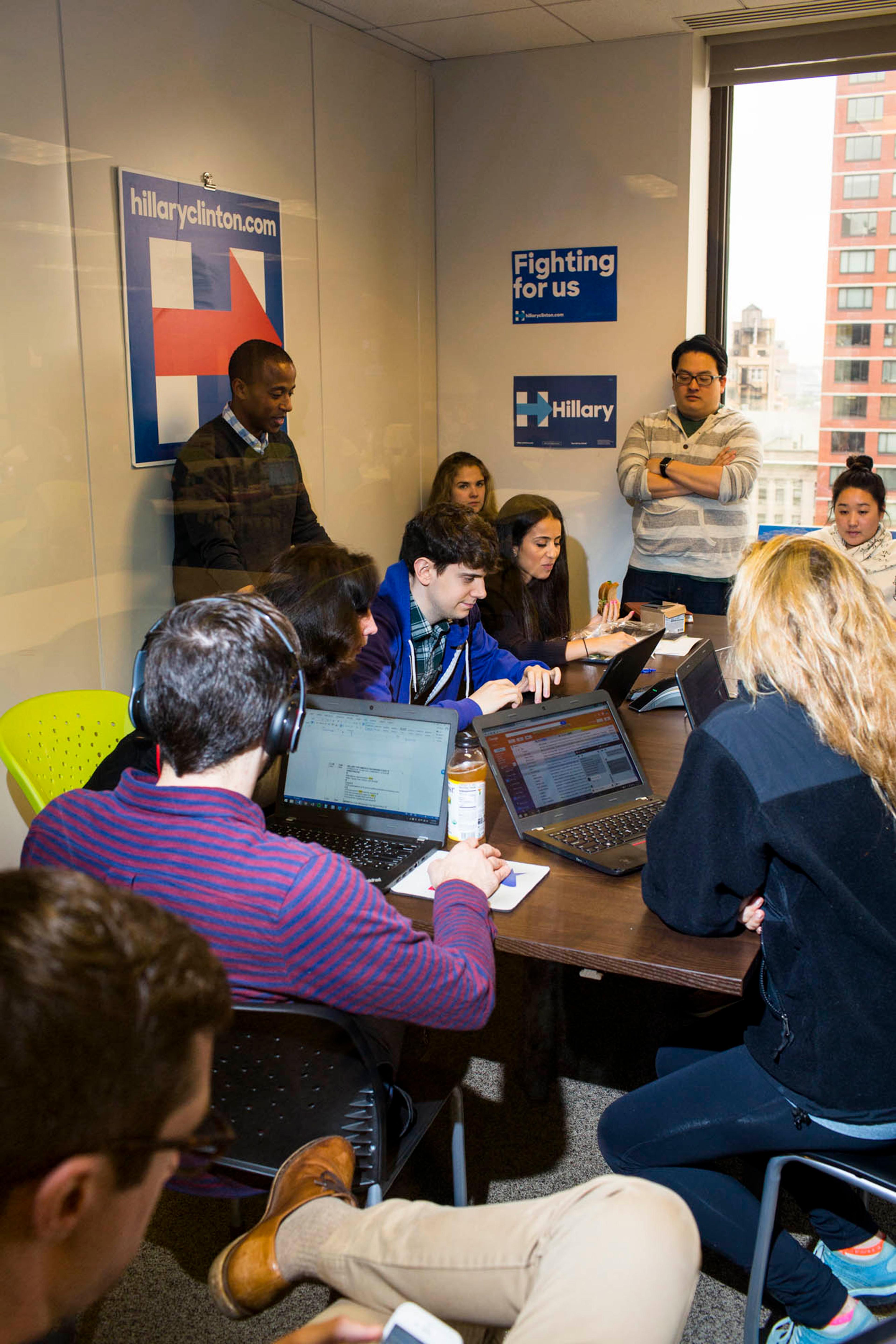 NEW YORK - MAY 24: Scenes from Inside the campaign headquarters of Hillary Clinton on May 24, 2016, in Brooklyn, NY. (Photo by Landon Nordeman)