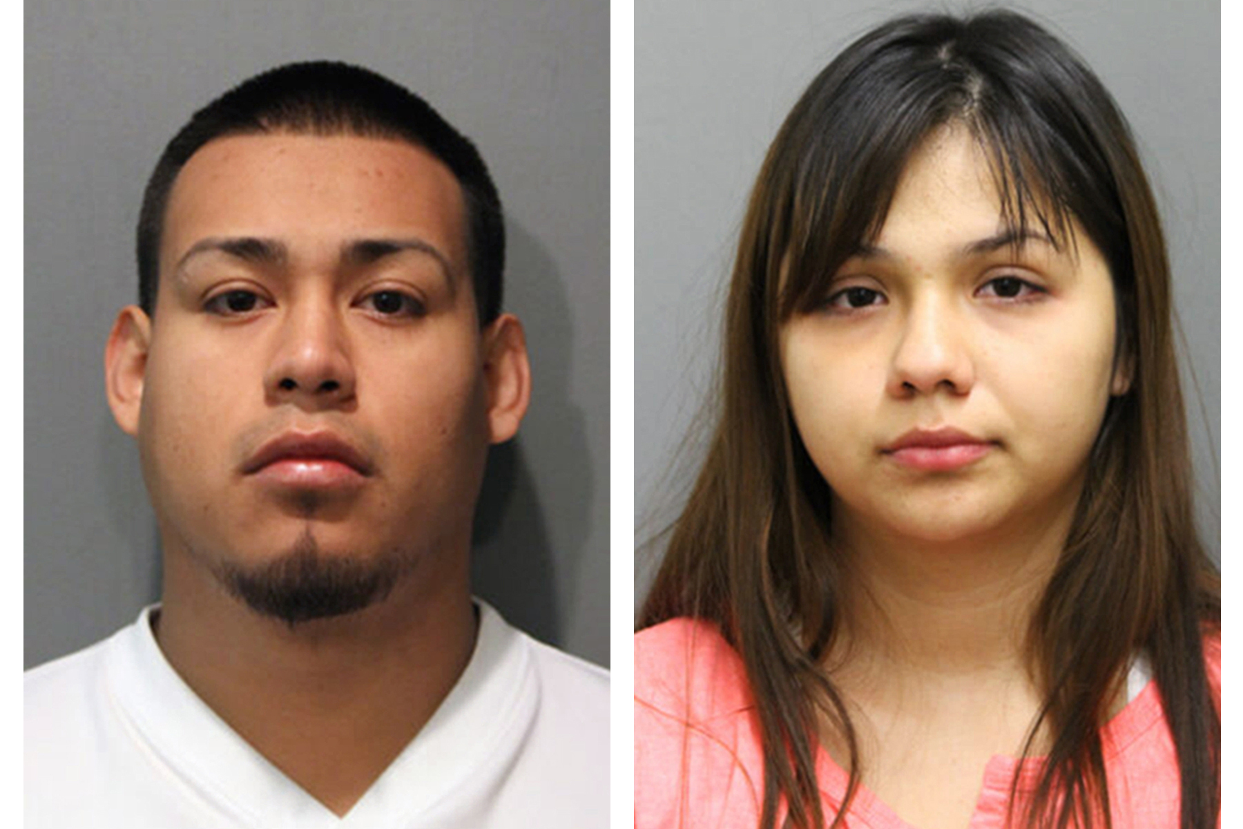 This combination of booking photos provided by the Chicago Police Department on Thursday, May 19, 2016 shows Diego Uribe Cruz and his girlfriend, Jafeth Ramos, who were arrested Thursday and charged with six counts of first-degree murder in the killings 