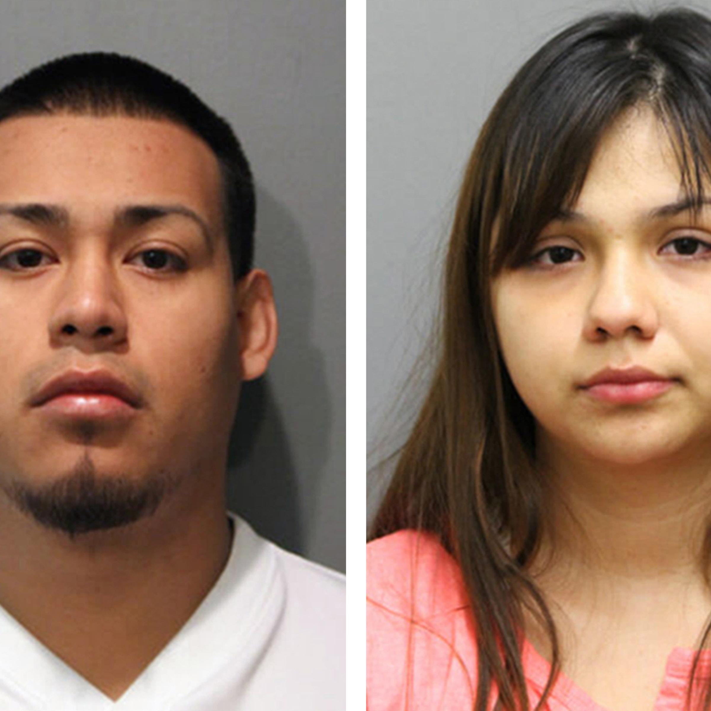 This combination of booking photos provided by the Chicago Police Department on Thursday, May 19, 2016 shows Diego Uribe Cruz and his girlfriend, Jafeth Ramos, who were arrested Thursday and charged with six counts of first-degree murder in the killings