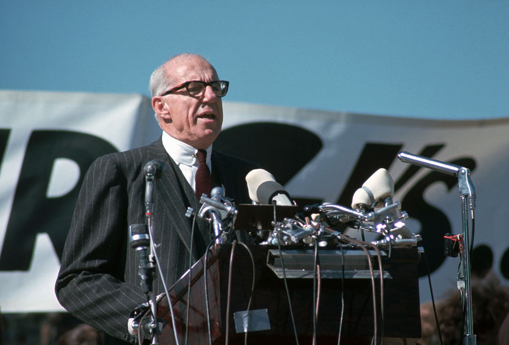 Dr. Benjamin Spock Speaking to Protesters