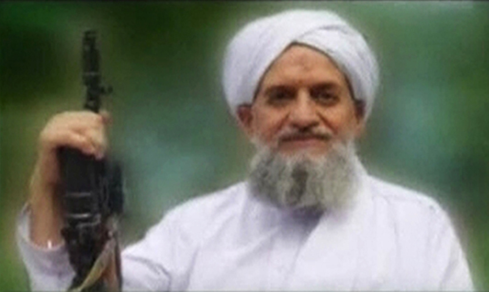 A photo of Al Qaeda's new leader, Egyptian Ayman al-Zawahiri, is seen in this still image taken from a video released on September 12, 2011